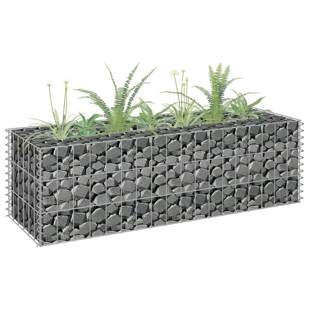furnicato Gabionen-Hochbeet Silber 30x30x90 cm