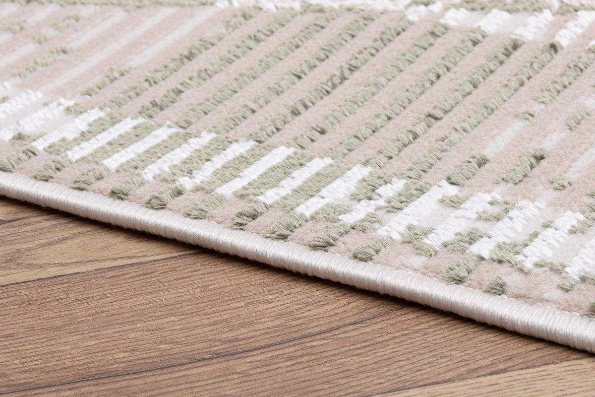 TEPPICH CRYSTAL Creme Grün 80/150 cm - Creme/Grün, Textil (80/150cm) - Tapiso