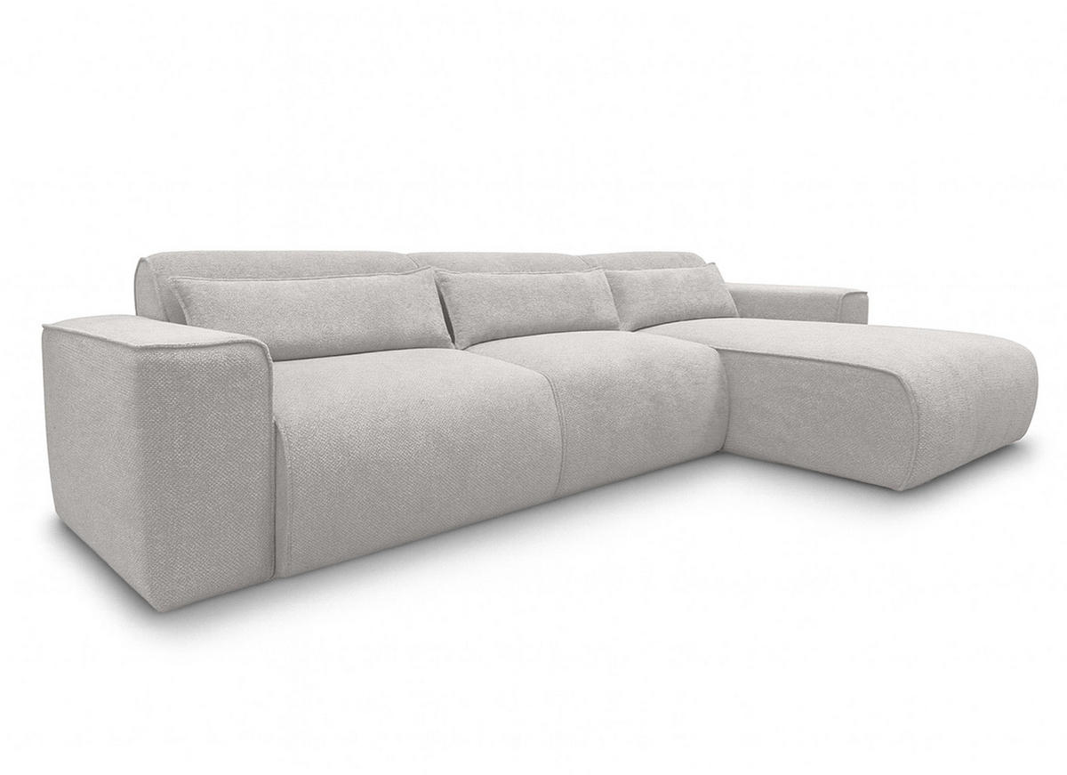 ECKSOFA L Form Ruyam Hellgrau 310/165/78 cm – Schlaffunktion Rechts - Hellgrau/Schwarz, Kunststoff/Textil (310/170cm) - AX Living
