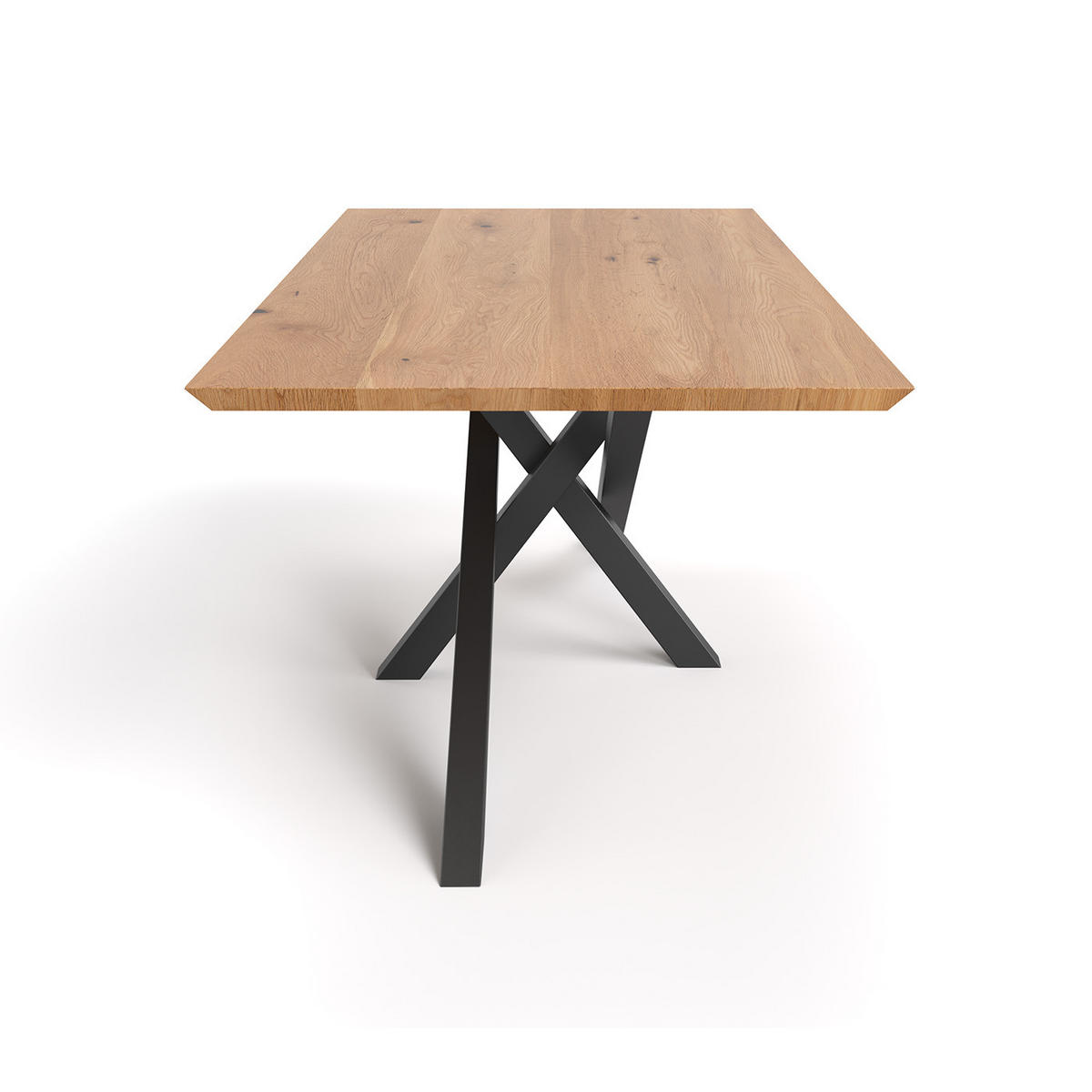 ESSTISCH Slant aus massivem Eichenholz 140x80 cm - Eichefarben/Schwarz, Holz/Metall (140/80/75cm) - Danzz