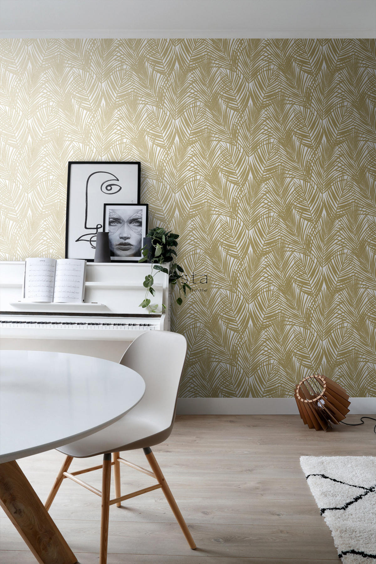 TAPETE Palmblätter 53 cm x 10.05 m - Goldfarben, Papier (53/1000cm) - ESTAhome