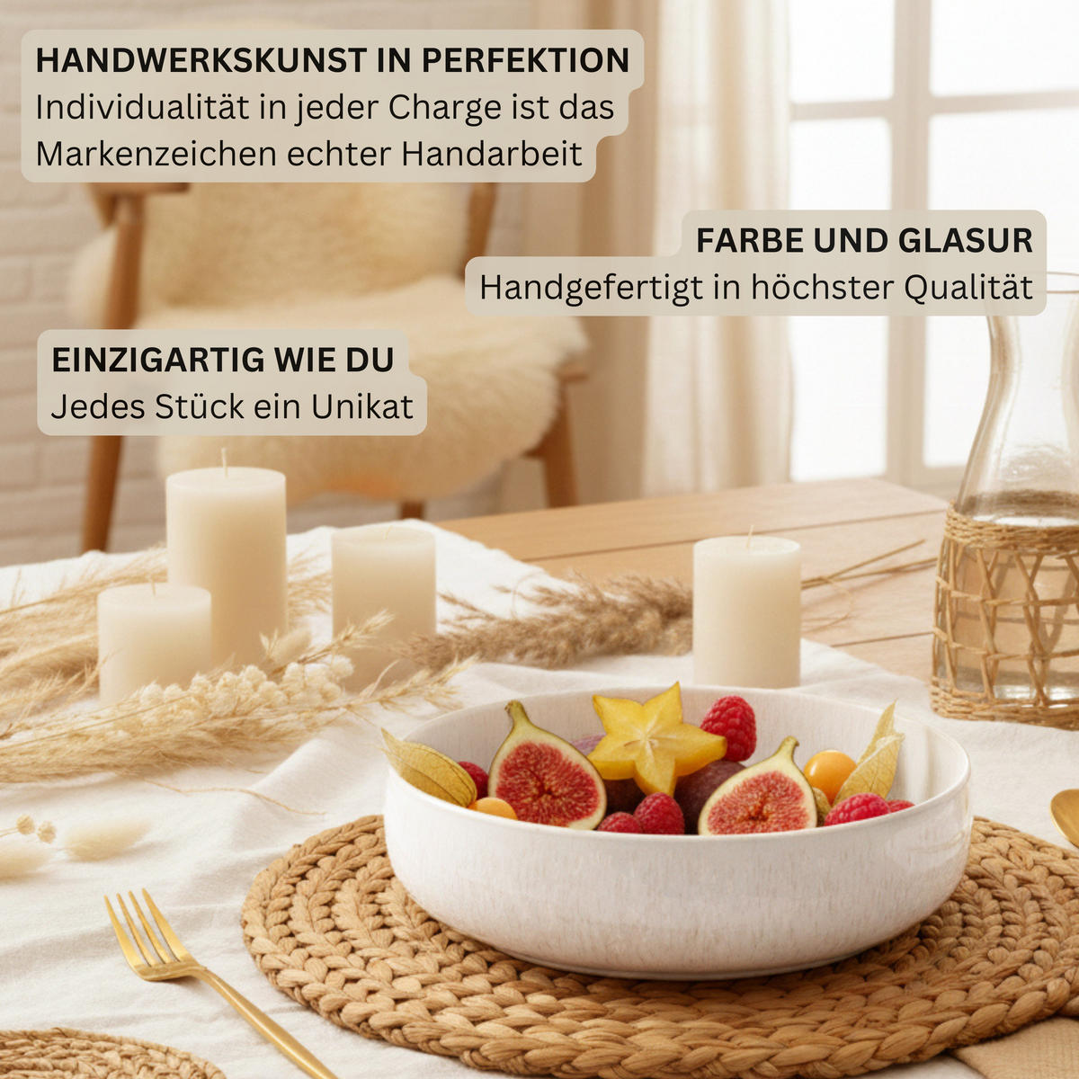 OBSTSCHALE Korfu - 1 teilig aus Steingut - Creme, Stein (24.5/6.5/24.5cm) - Sänger