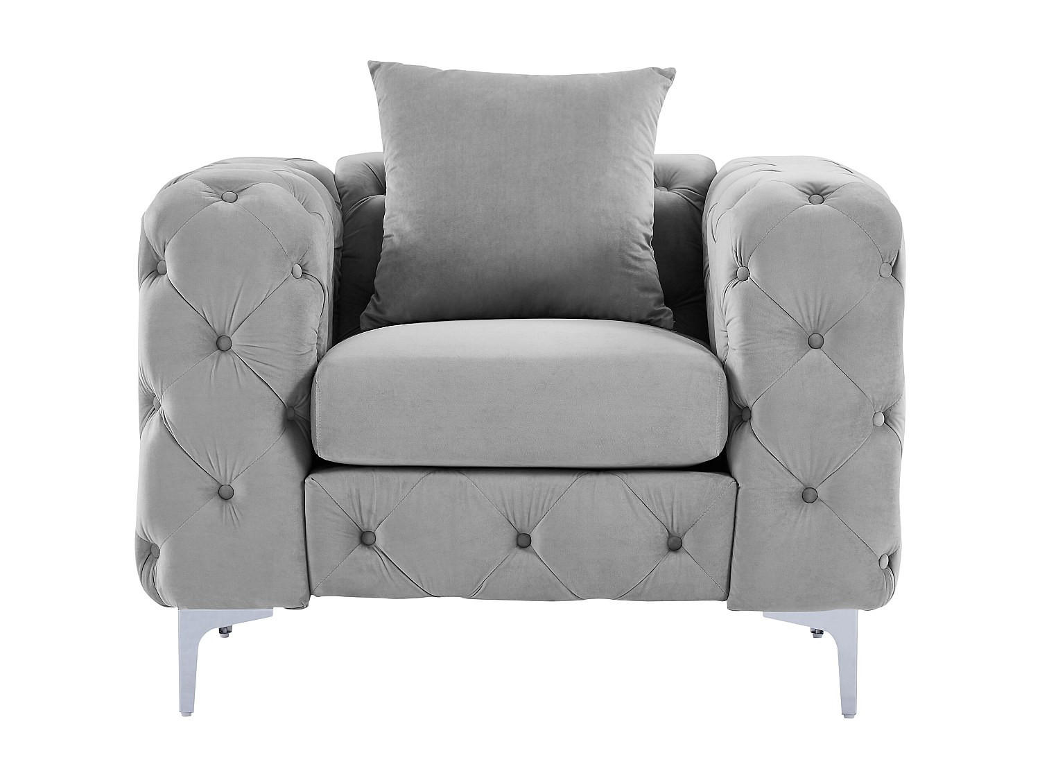 SESSEL mit gerader Rückenlehne - 1 Person - Samt, Stoff - Hellgrau - - Hellgrau, Textil (106/76/91cm) - Vente-Unique