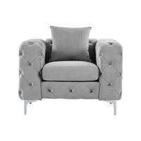 SESSEL mit gerader Rückenlehne - 1 Person - Samt, Stoff - Hellgrau - - Hellgrau, Textil (106/76/91cm) - Vente-Unique