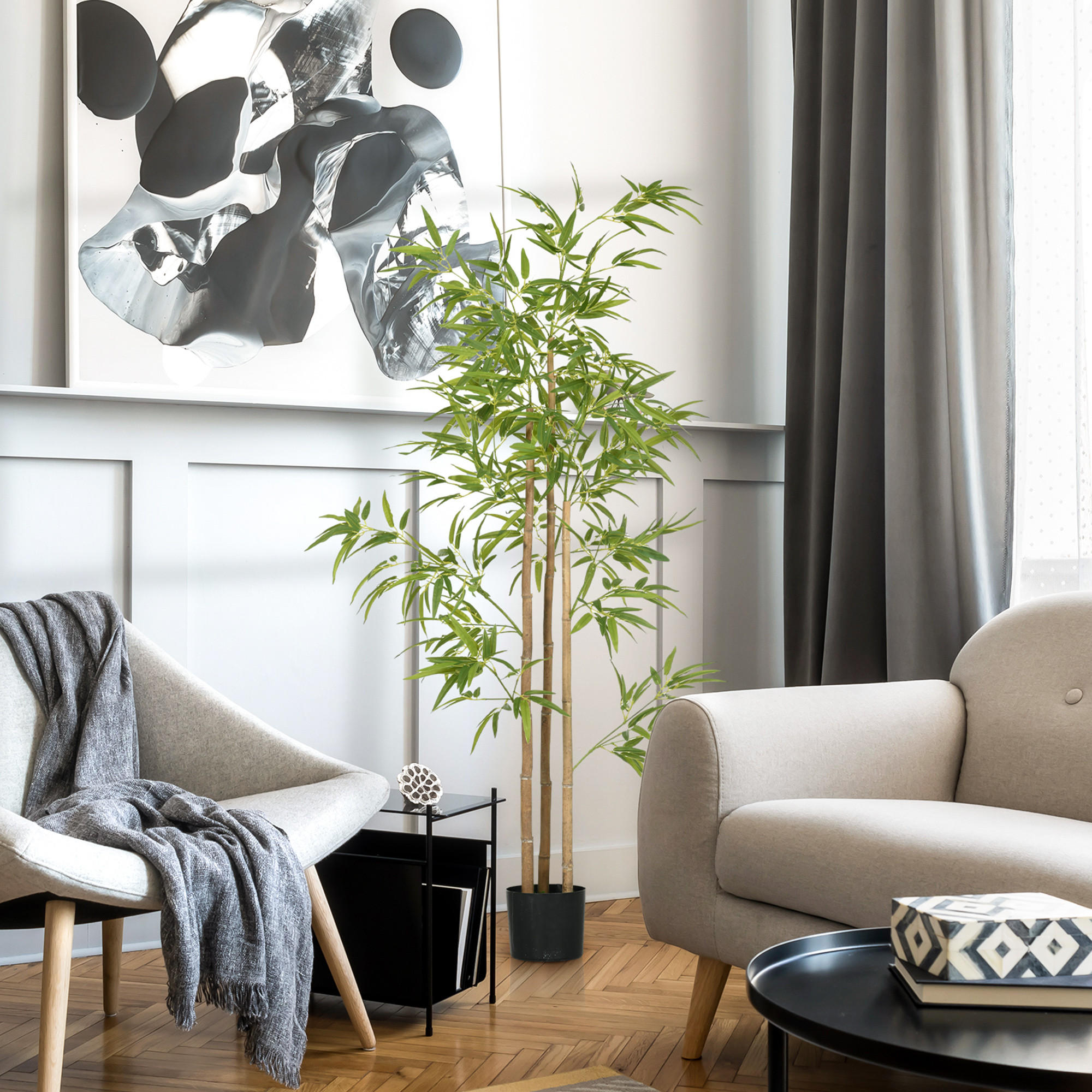 KÜNSTLICHE PFLANZEN 180 cm Kunstpflanze mit 830 Blätter, Grün - Grün, Kunststoff (180cm) - HOMCOM