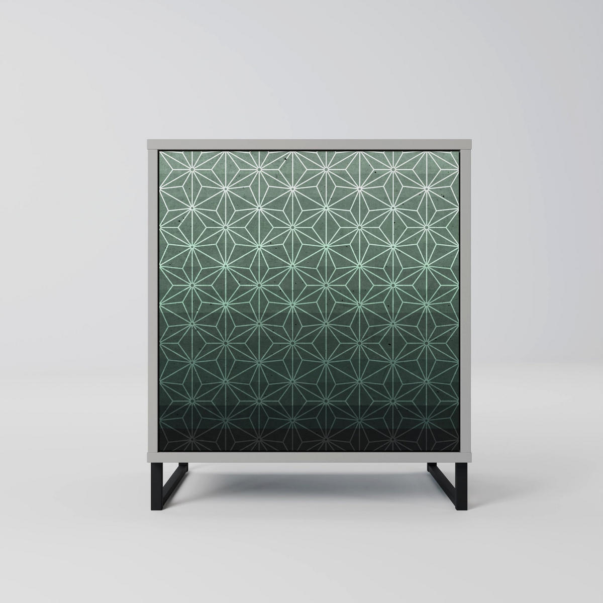SIDEBOARD ORNAMENTAL GLIMMER, Grau, 57,5x42x77,5 cm, Schräge Buchenholzfüße - Buchefarben/Multicolor, Holzwerkstoff/Buchenholz (57.5/77.5/42cm) - SpaceRebels