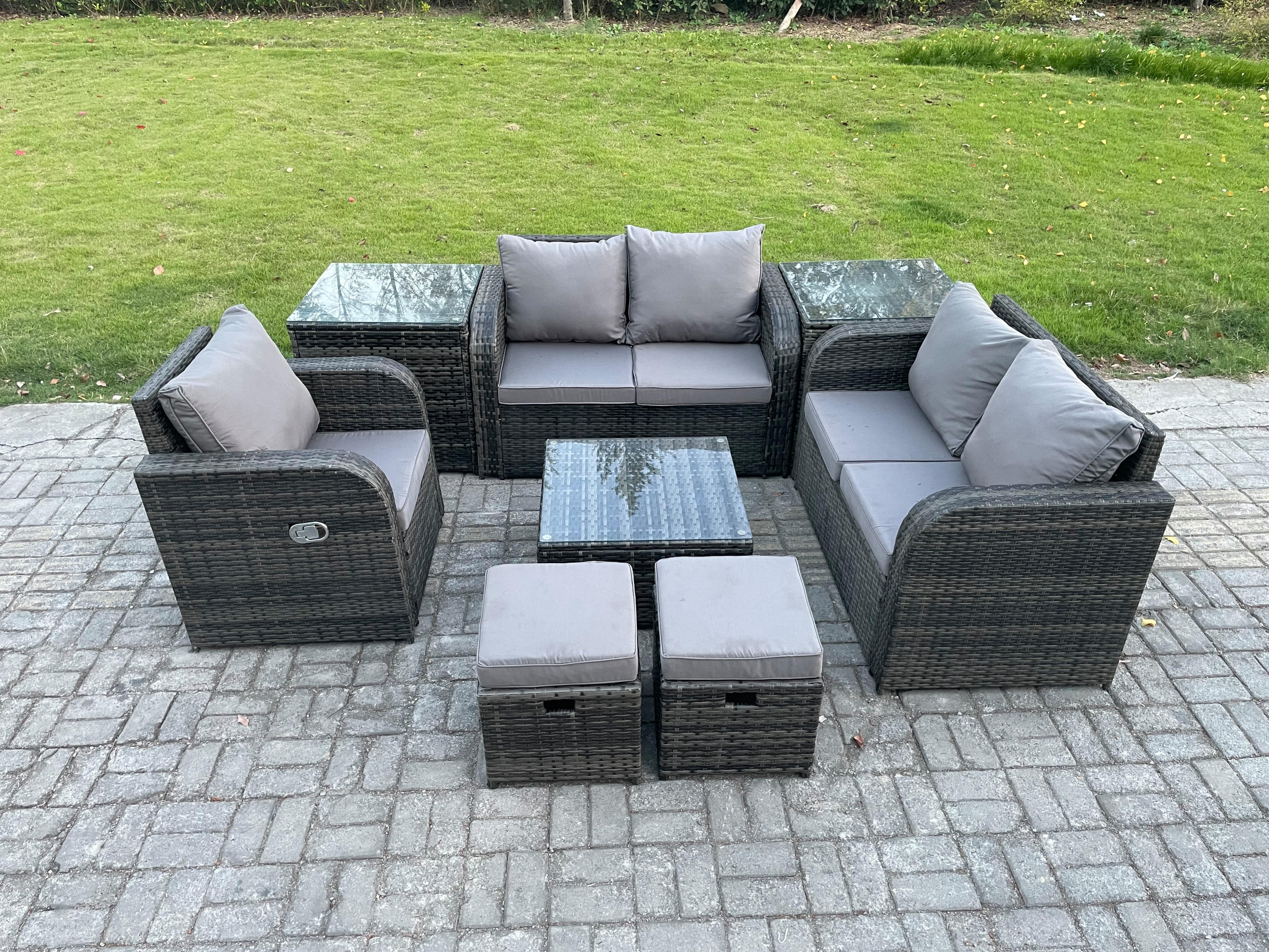 Thumbnail - Fimous Loungegarnitur, Dunkelgrau, Metall, 7-Sitzer, Loungemöbel, Loungemöbel-Sets