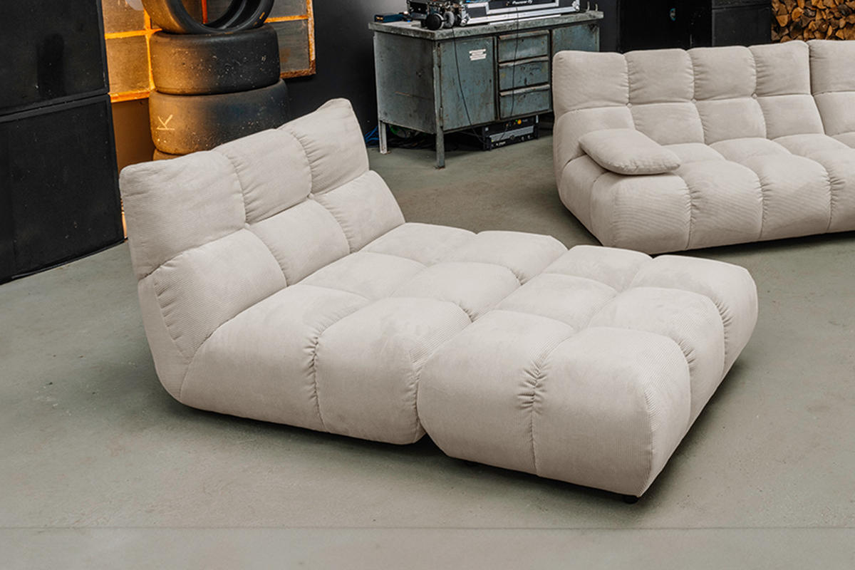 DREHSESSEL VIVIEN Beige Cord Drehbar (360°) - Beige/Schwarz, Kunststoff/Textil (112/85/108cm) - KAWOLA