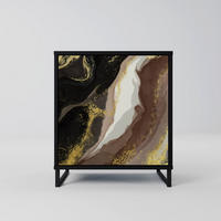 SIDEBOARD GOLD DUST, Schwarz, 57,5x42x67,5 cm, Schwarze Metall-Rahmenfüße - Multicolor/Schwarz, Holzwerkstoff/Metall (57.5/67.5/42cm) - SpaceRebels