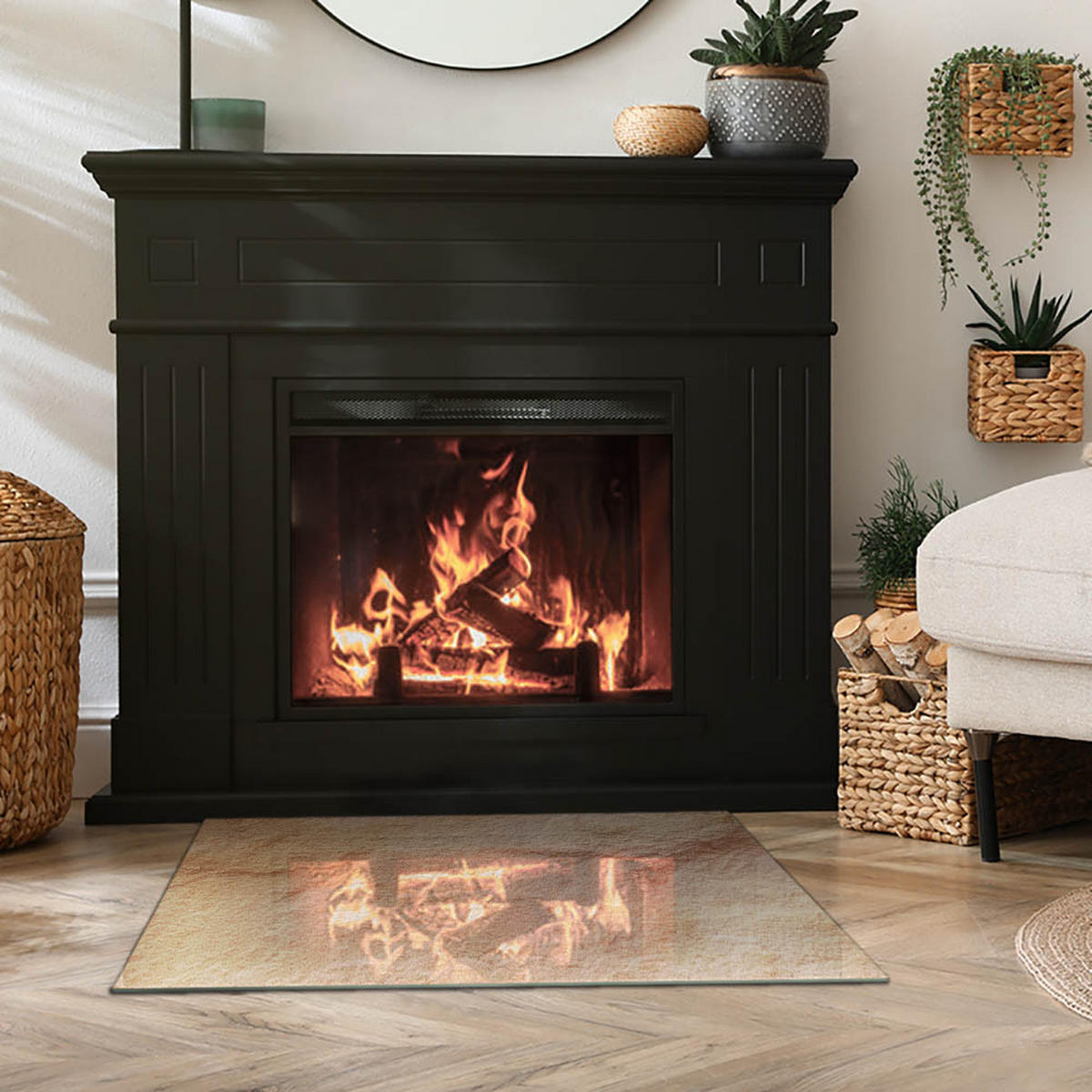 GLASPLATTE für Kamin 80x60 cm - Beige, Glas (80/60/0.4cm) - TULUP