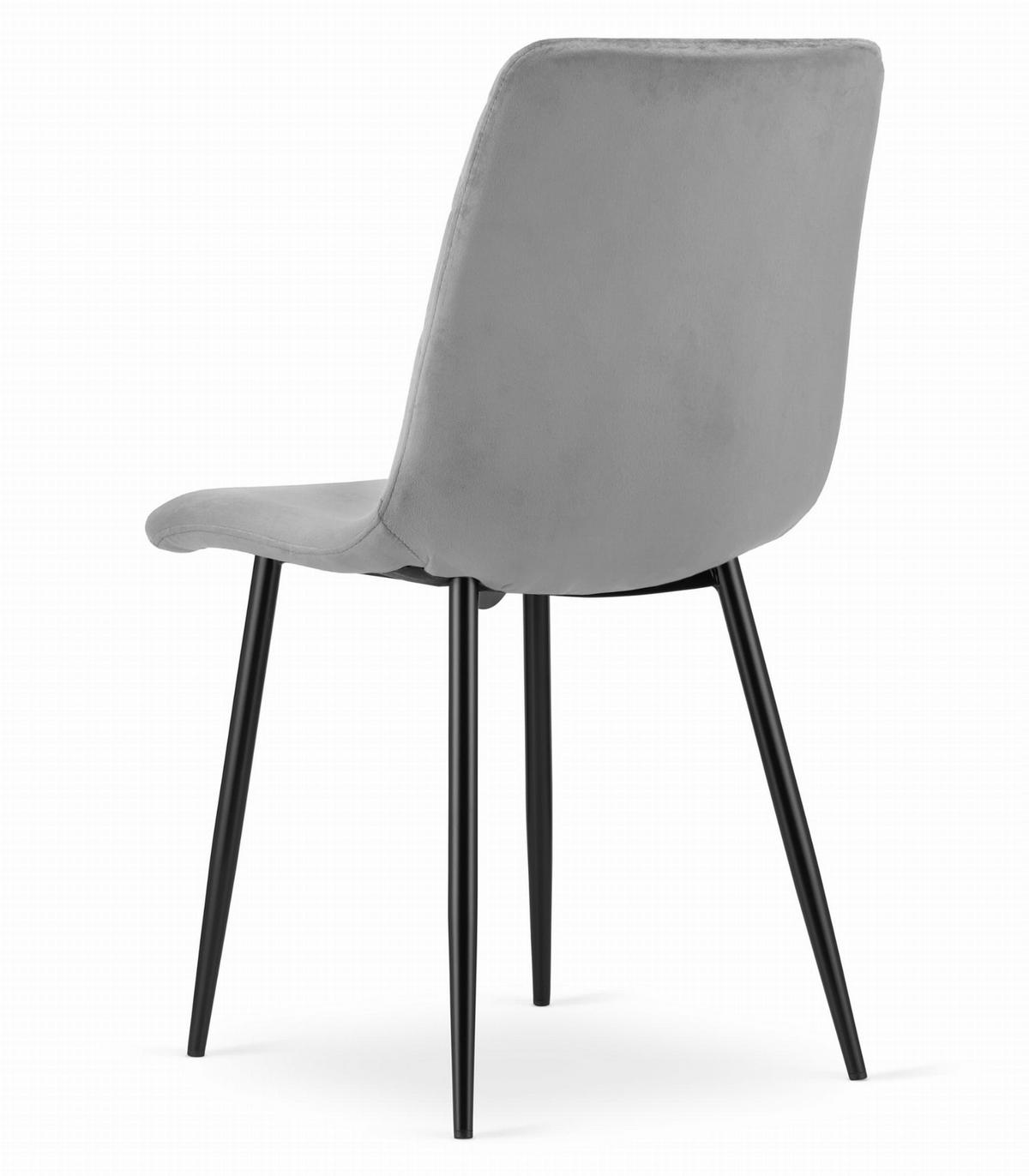 STUHL SCANNO 6-er Set, Grau, mit Samtstoff gepolstert - Hellgrau, Textil/Metall (45/89/53cm) - Komodee