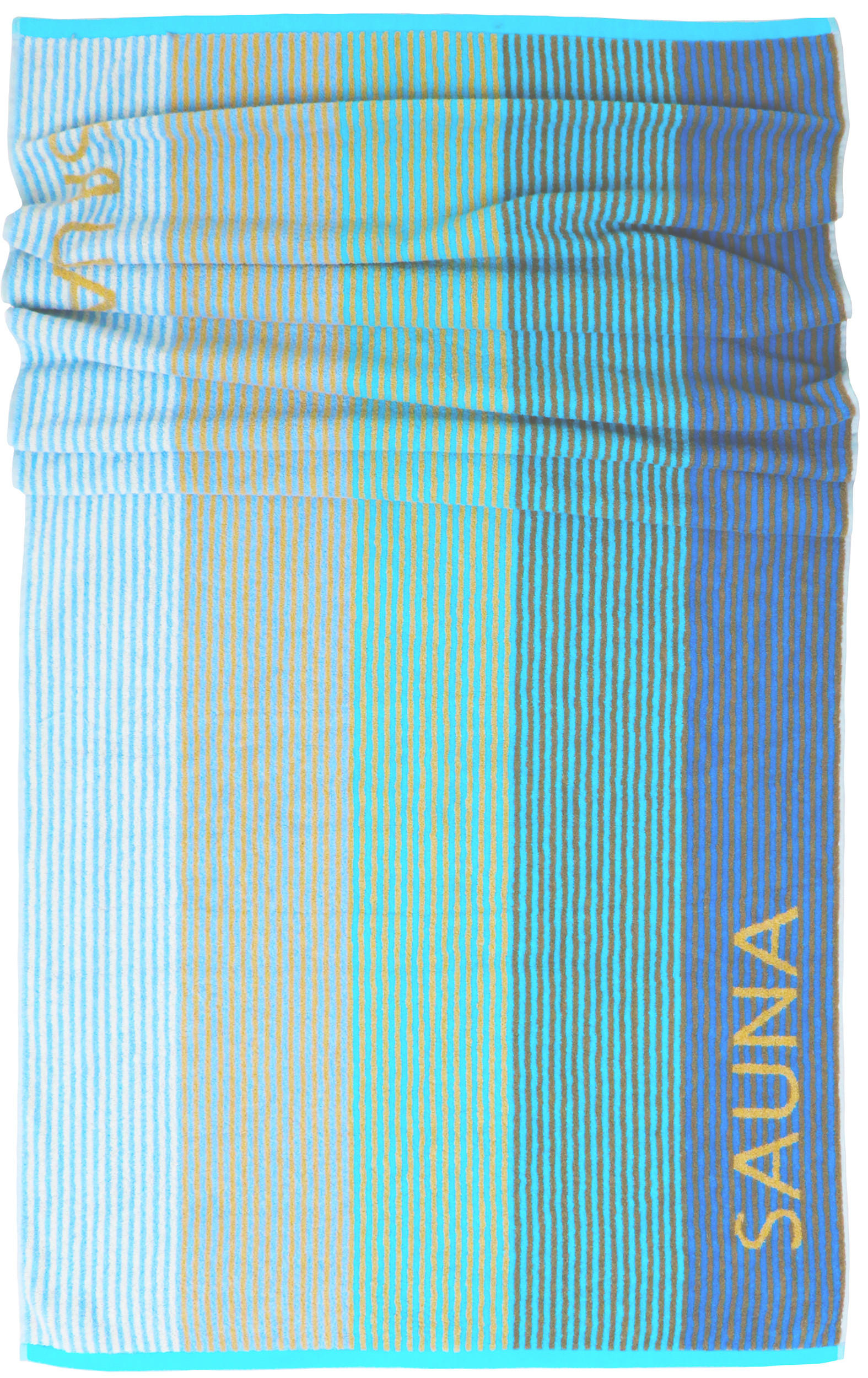 SAUNAHANDTUCH Helsinki Türkis – Beige 85x200 cm - Türkis/Beige, Textil (85/200cm) - Lashuma