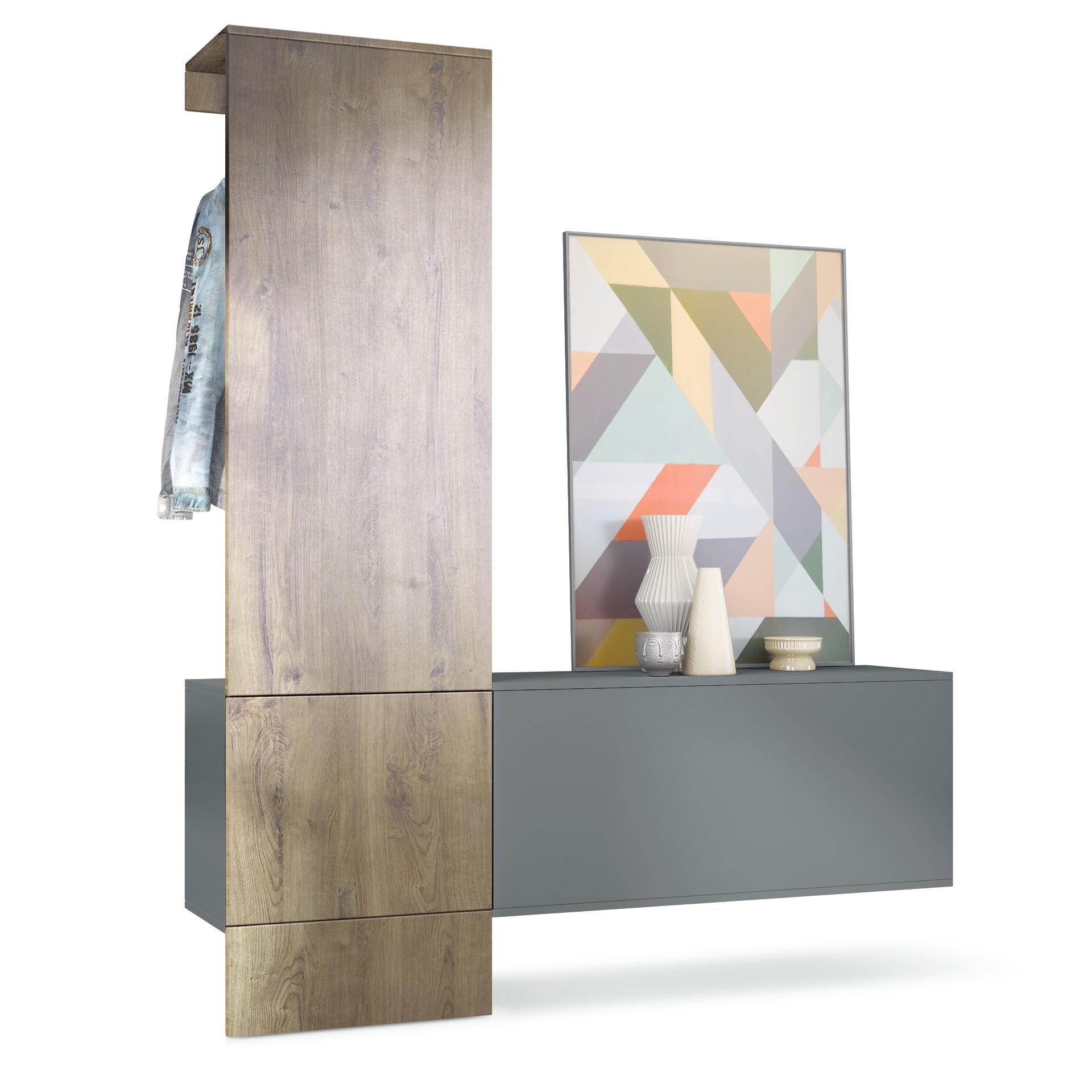 GARDEROBE Carlton Paneel in Eiche Ribbeck - Alteiche, Holzwerkstoff (156.5/193/35cm) - Vladon