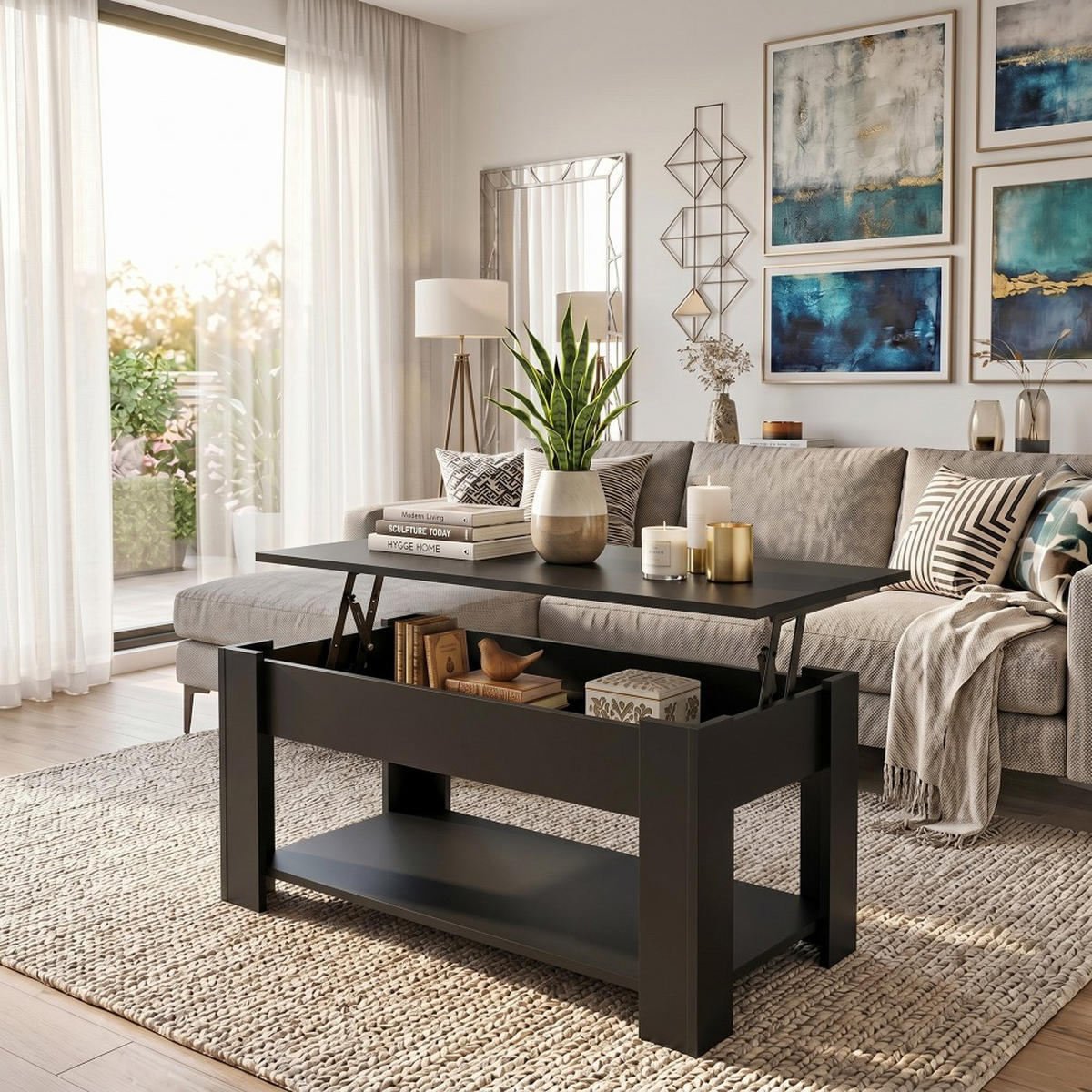 COUCHTISCH UTAH / 100x50cm - Schwarz - Schwarz, Holzwerkstoff (104/62/74cm) - Weber Industries