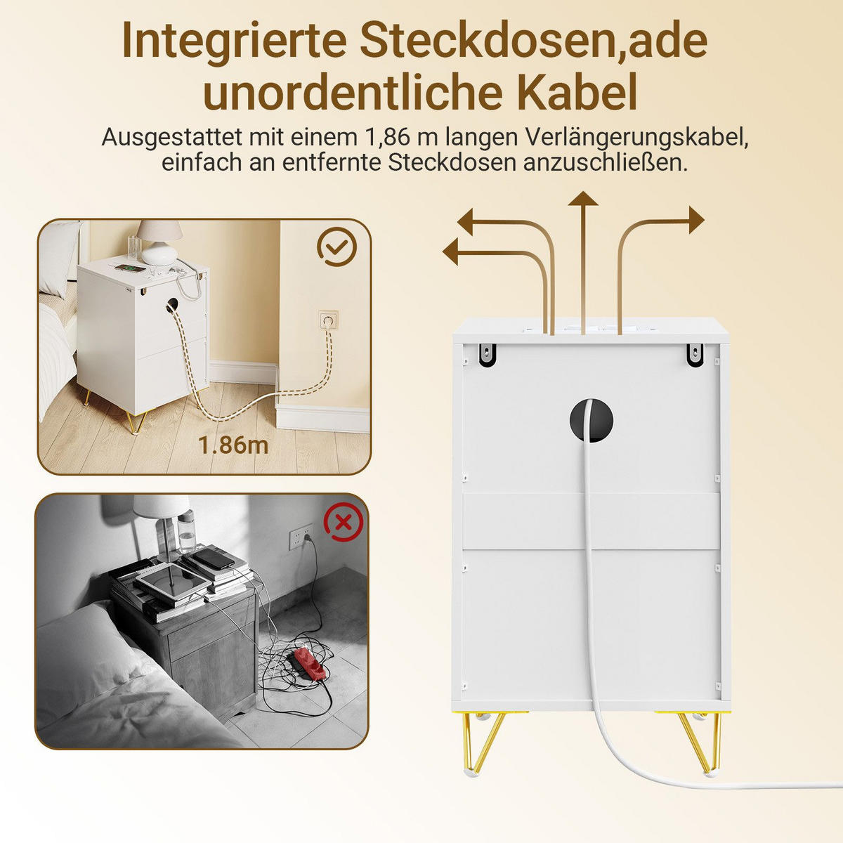 NATTBORD Vit 64x40x40cm - Vit, Träbaserade material (40/64/40cm) - SoBuy