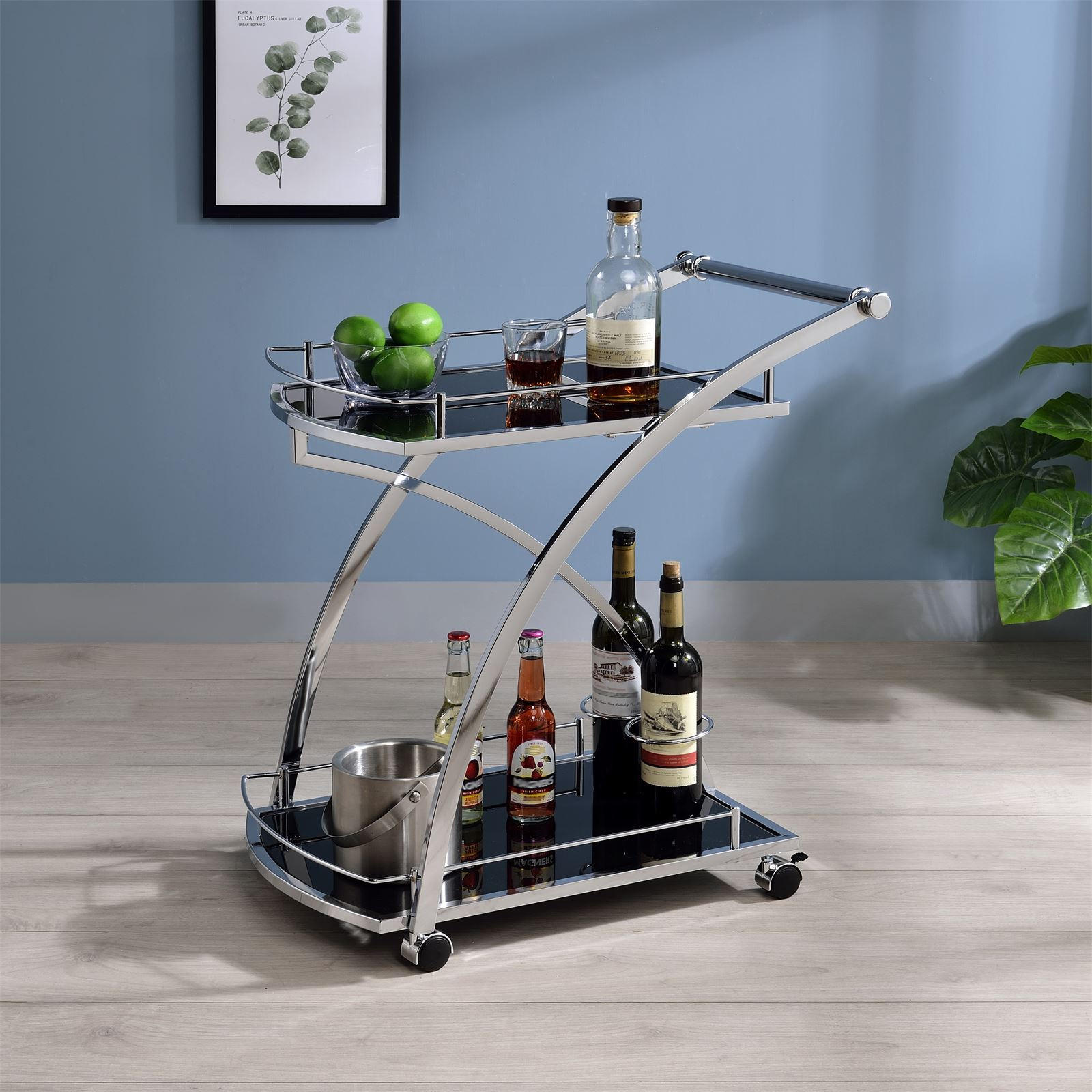 SERVIERWAGEN EVO - Schwarz, Glas/Metall (66/73/46cm) - IDIMEX