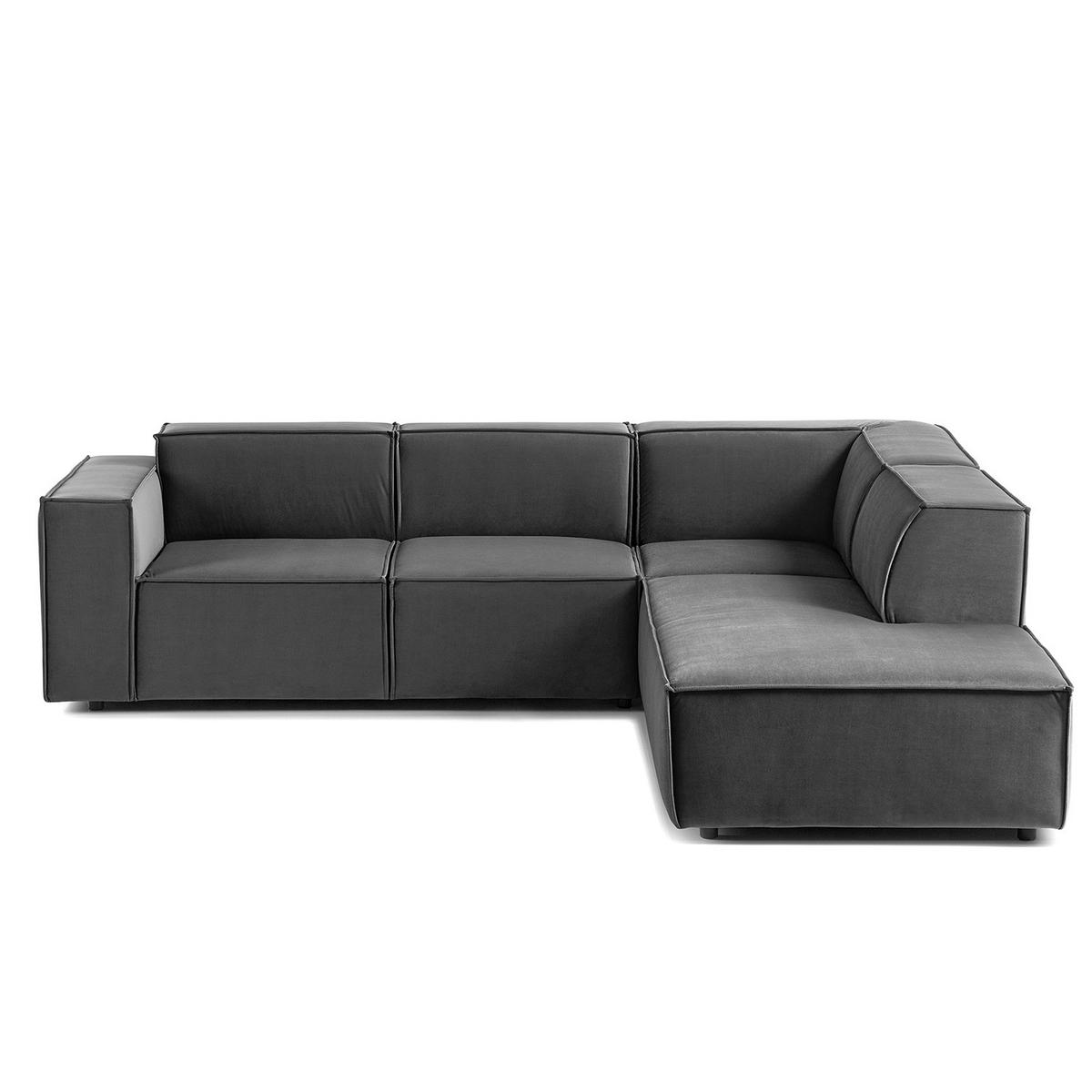 ECKSOFA mit Ottomane - Schwarz/Grau, Kunststoff/Textil (260/234cm) - home24
