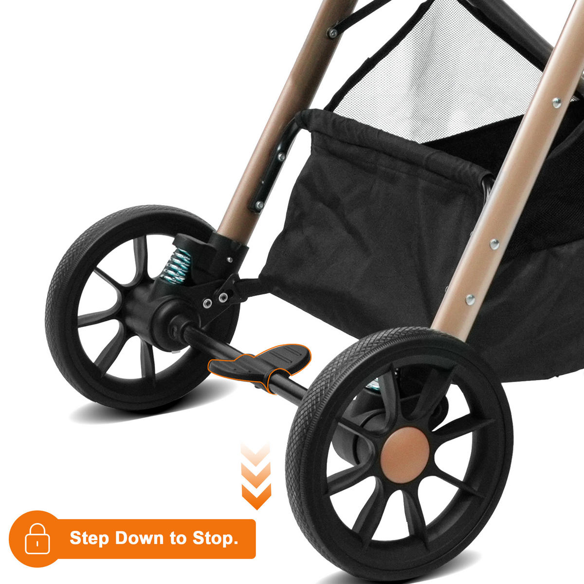BUGGYS 2-in-1-Kombikinderwagen mit Babywanne 0-36 Monate kompakt faltbar - Schwarz, Metall (80/62/103cm) - Raelunyi