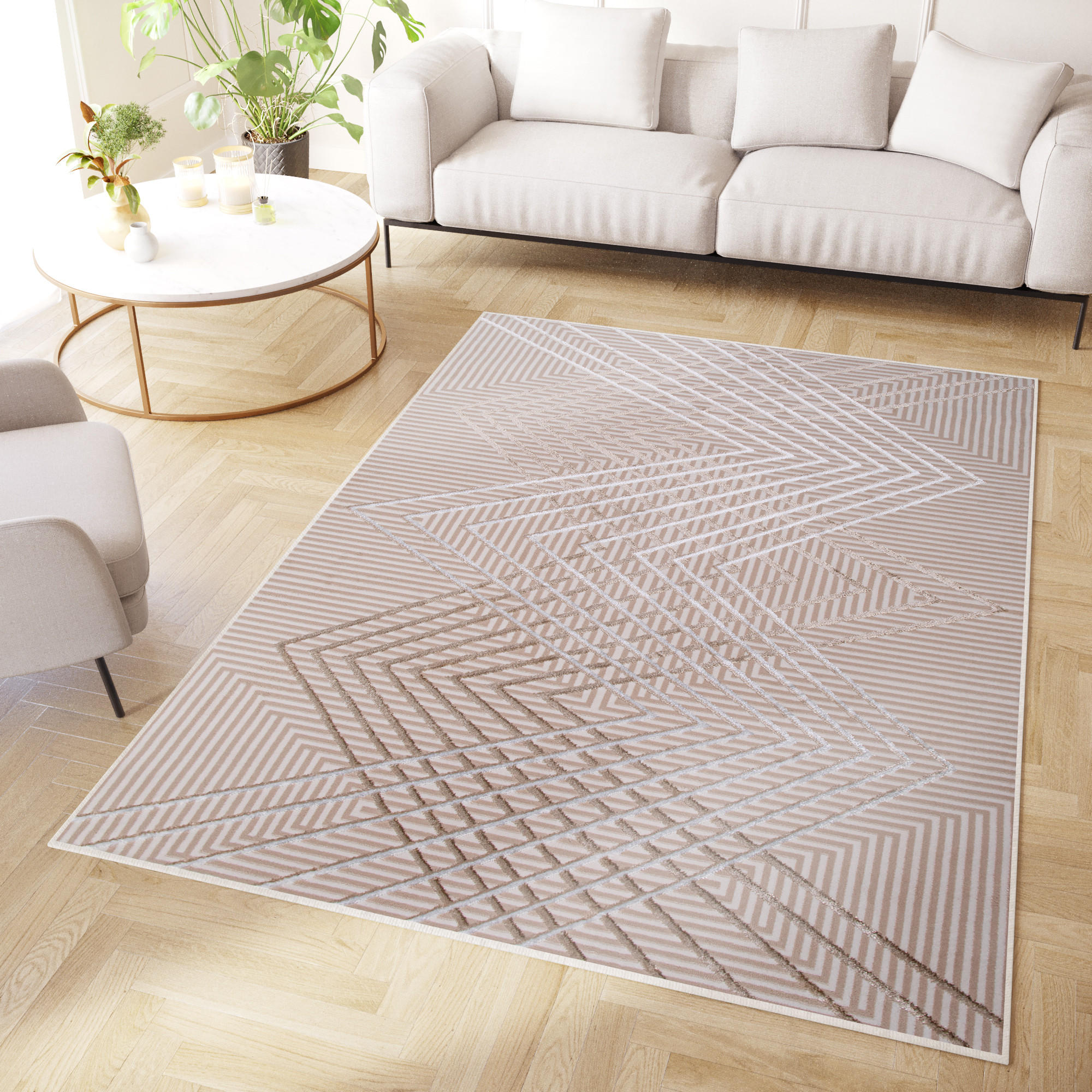 TEPPICH CRYSTAL Creme Beige 120/170 cm - Beige/Creme, Textil (120/170cm) - Tapiso