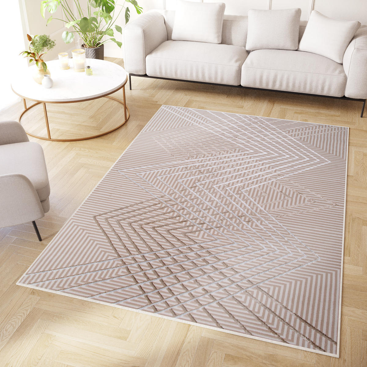 TEPPICH CRYSTAL Creme Beige 120/170 cm - Beige/Creme, Textil (120/170cm) - Tapiso