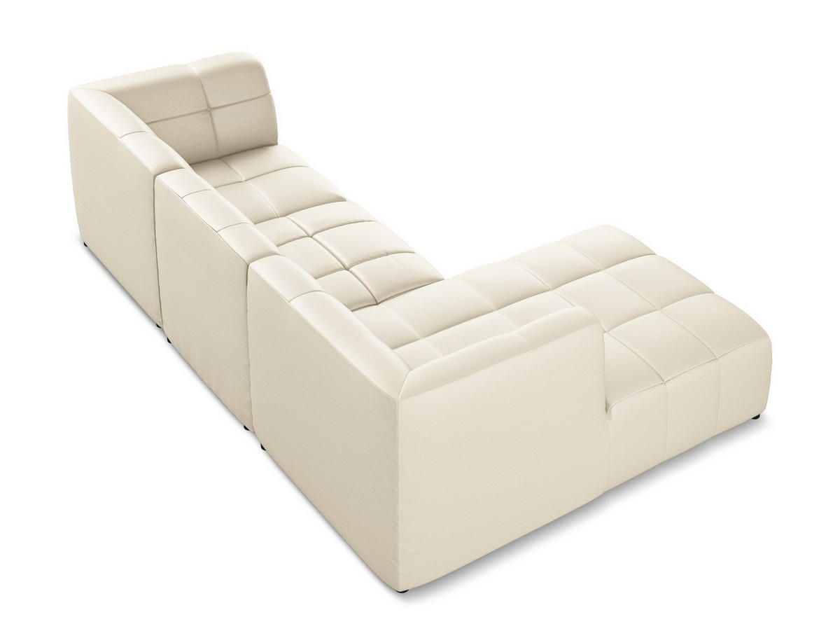 ECKSOFA Links Kunstleder Beige - Creme/Schwarz, Holzwerkstoff/Kunststoff (266/175cm) - Makamii