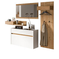 GARDEROBE-SET weiß und Artisan Eiche, Garderobe 4-teilig, 205 x 192 cm, Borga - Weiß/Eiche Artisan, Holzwerkstoff (205/192/32cm) - Inn.Furn