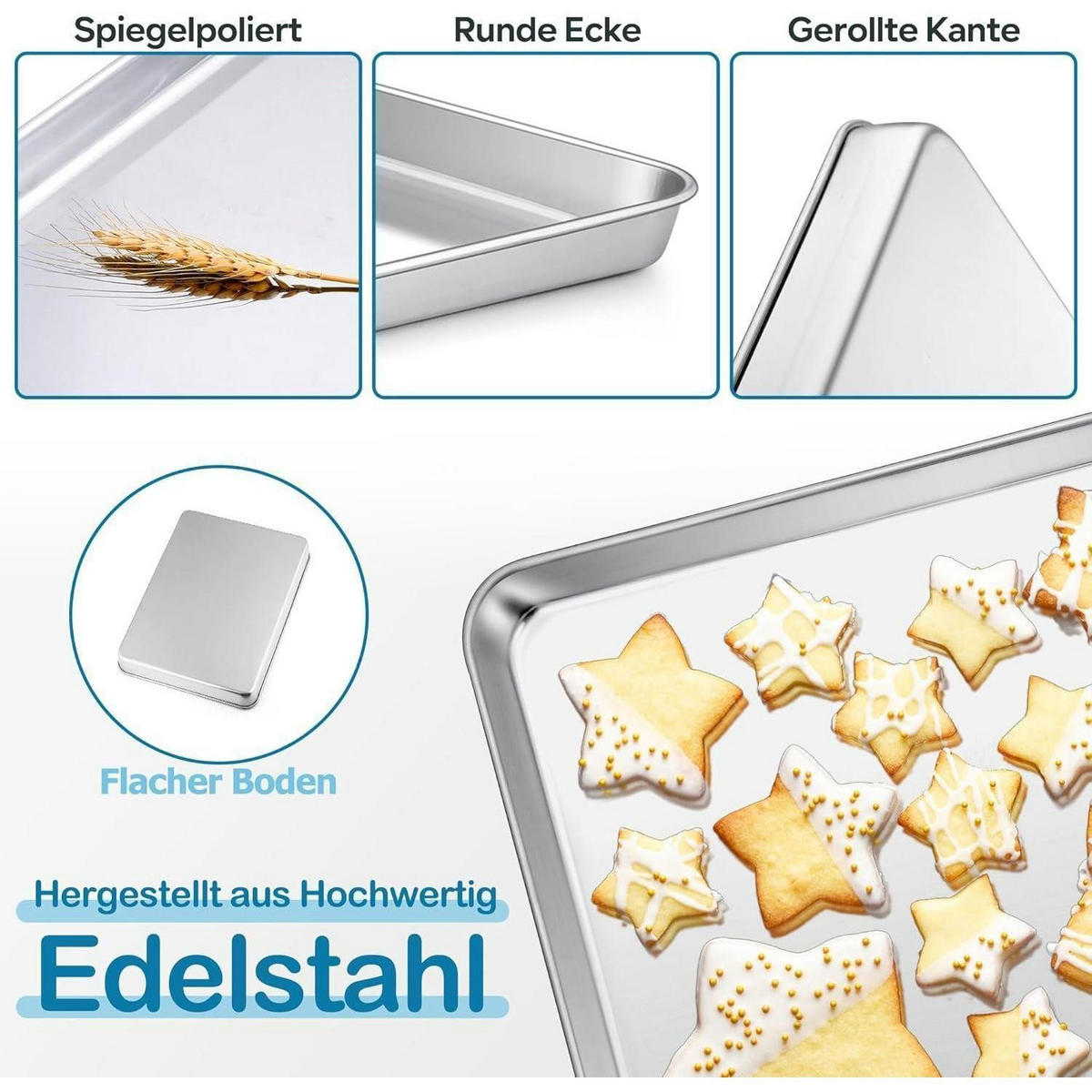 BACKBLECH Edelstahl 26,5 x 20,5 x 2,5 cm - Silberfarben, Metall (20/2.5/26cm)