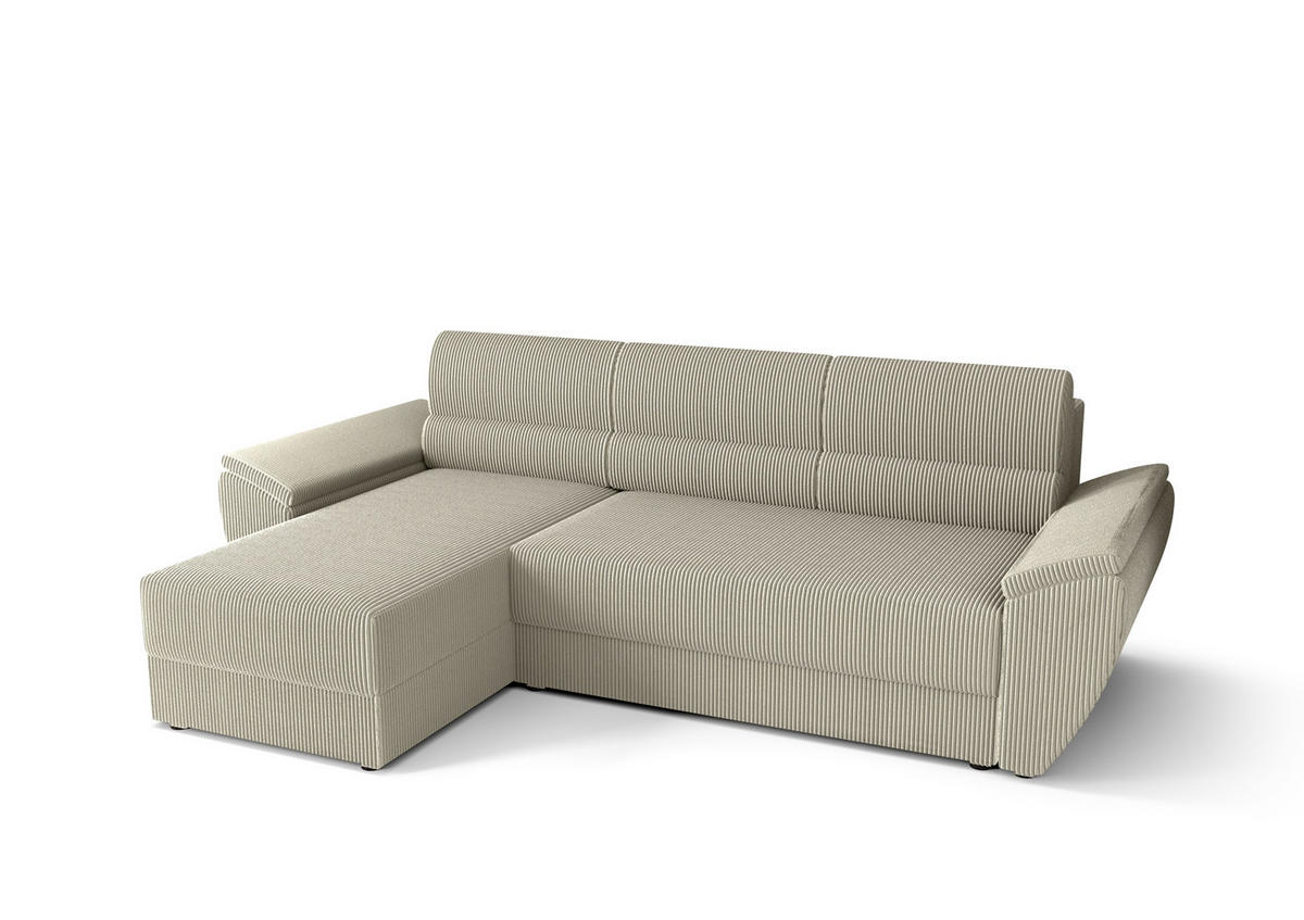 ECKSOFA L REBI L2 Poso 100 Links mit Schlaffunktion, Beige, L-Form - Beige, Textil (251/140cm)