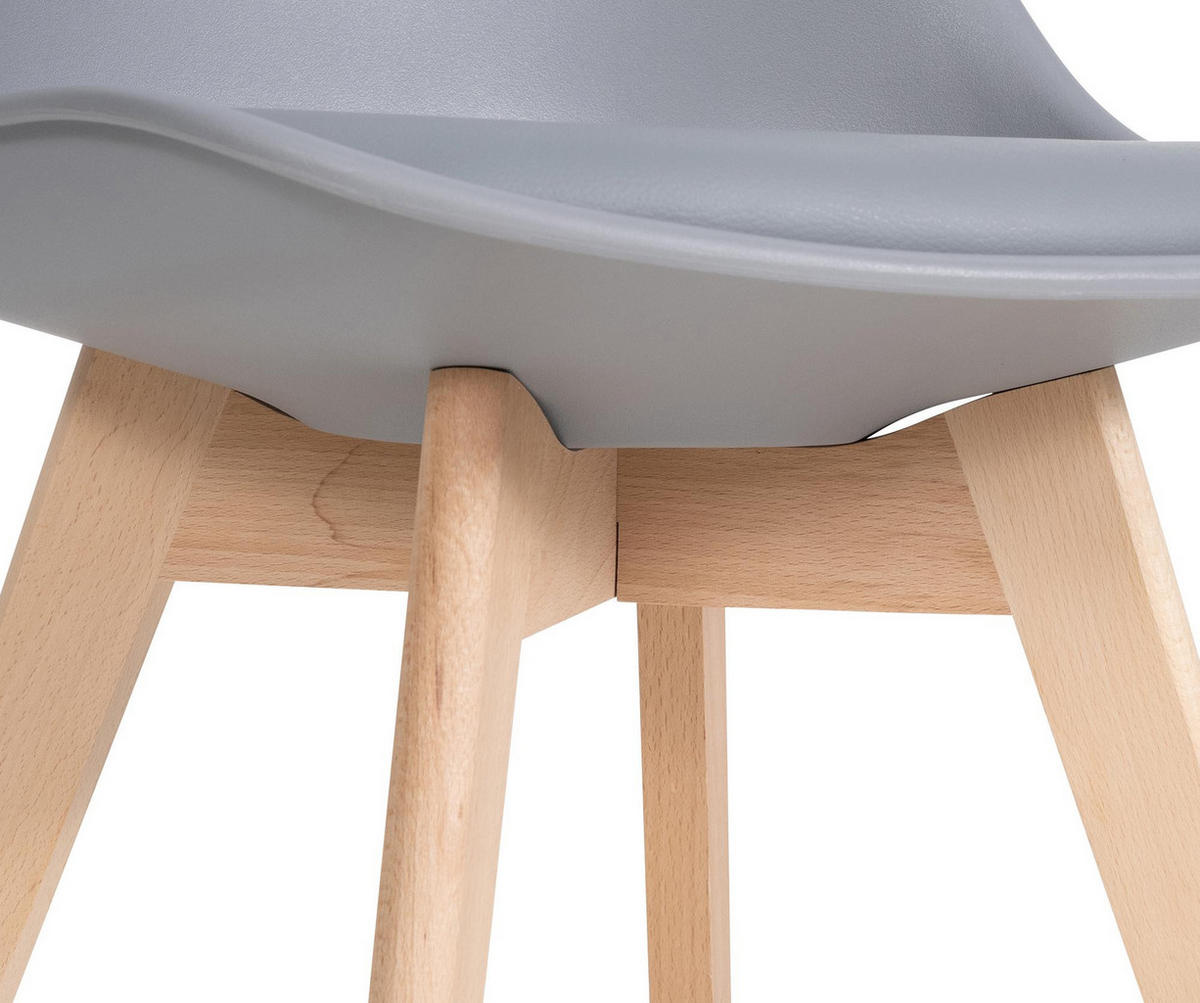 STUHL 6er Set Kunststoff grau - Eukalyptusholzfarben/Grau, Holz/Kunststoff (49/83/50cm) - CLP