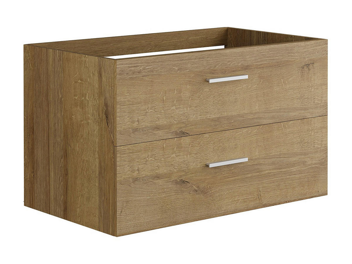 EINZELWASCHTISCH - 80 cm x 45 cm - Holz, Platte, Keramik - Naturfarben Hell - KAYLA - Naturfarben, Keramik/Holz (80/47/45cm) - Vente-Unique