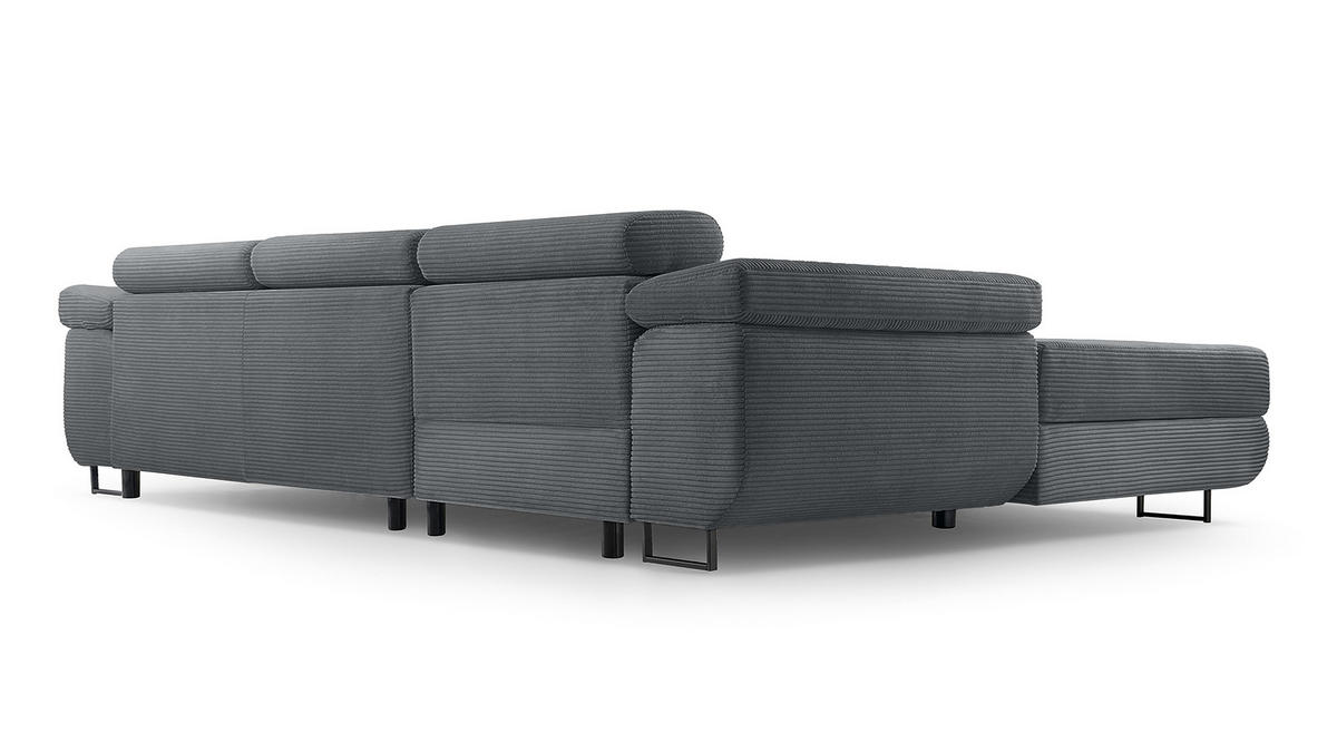 ECKSOFA L Form Arborio Dunkelgrau 280/203/90 cm Links mit Schlaffunktion - Dunkelgrau/Schwarz, Textil/Metall (203/280cm) - AX Living
