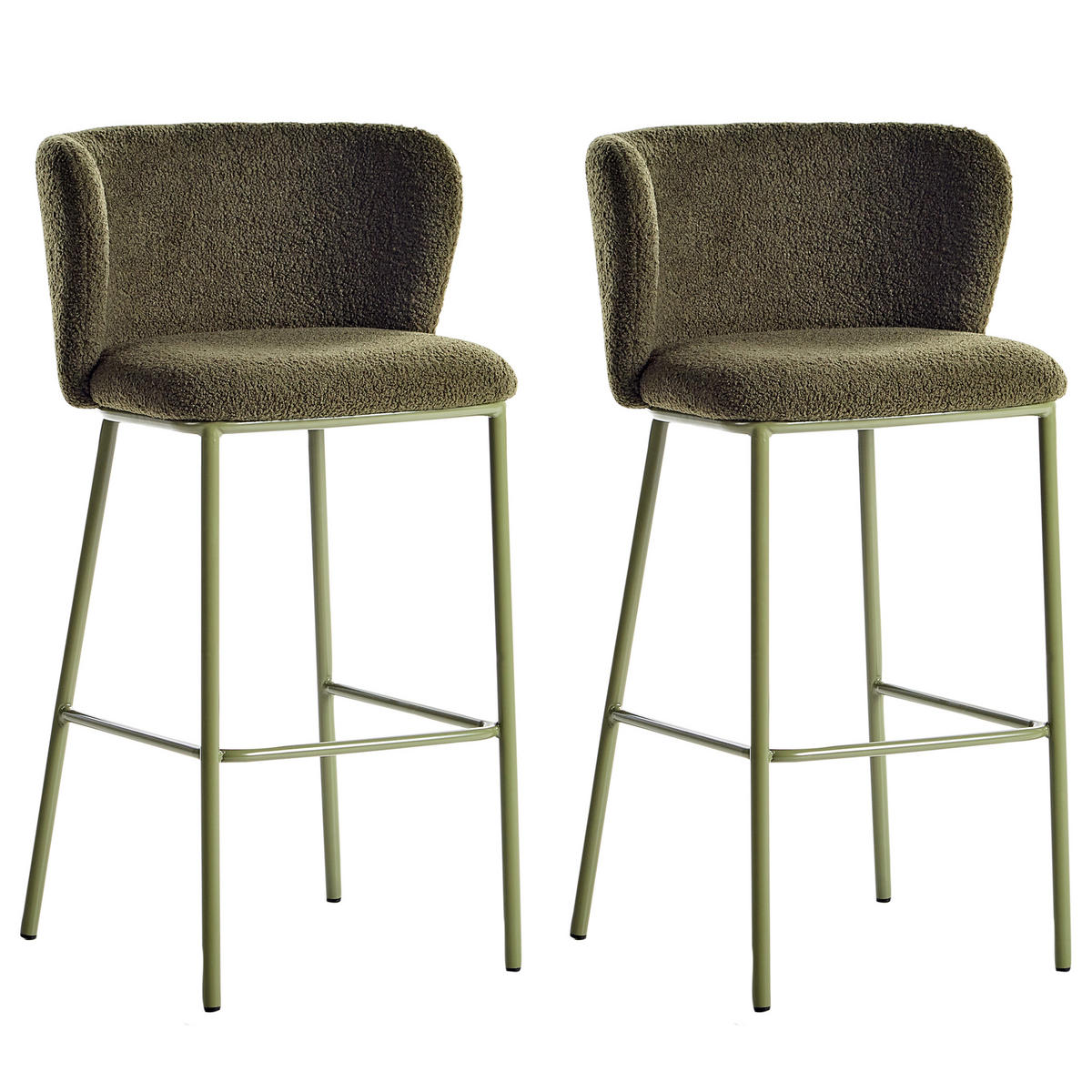 BARSTUHL 2er-Set Grün Mina II - Grün, Textil (52/98/46cm) - Beliani