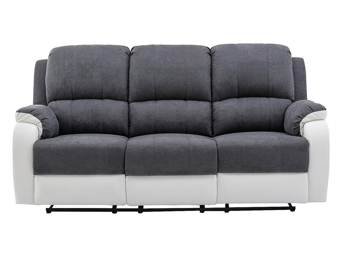 COUCHGARNITUR mit Sessel - 4 Personen - stoff - grau, weiß Brody - Weiß/Grau, Kunststoff/Textil (87/99/98cm) - Vente-Unique