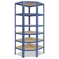 ECKREGAL HOME 200x90x60 cm in blau mit 6 Böden und 145 kg Traglast pro Boden - Blau, Metall (90/200/60cm) - shelfplaza