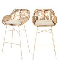 BARHOCKER - Rattan - Natürlich - 2er-Set - Naturfarben, Naturmaterialien (48/94/51cm) - Drawer