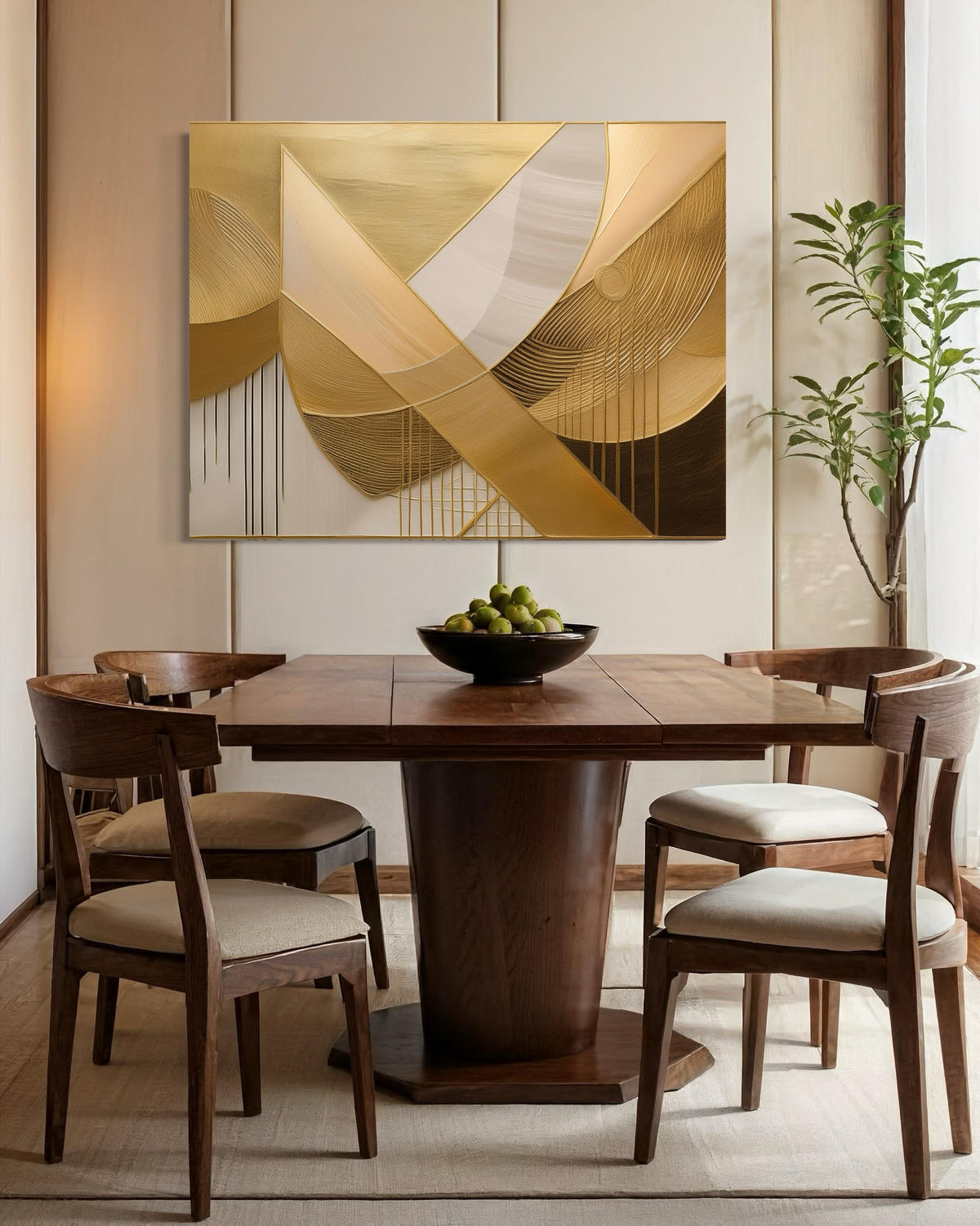 WANDBILD geometrische formen 3d - Goldfarben, Textil (60/40cm) - Feeby