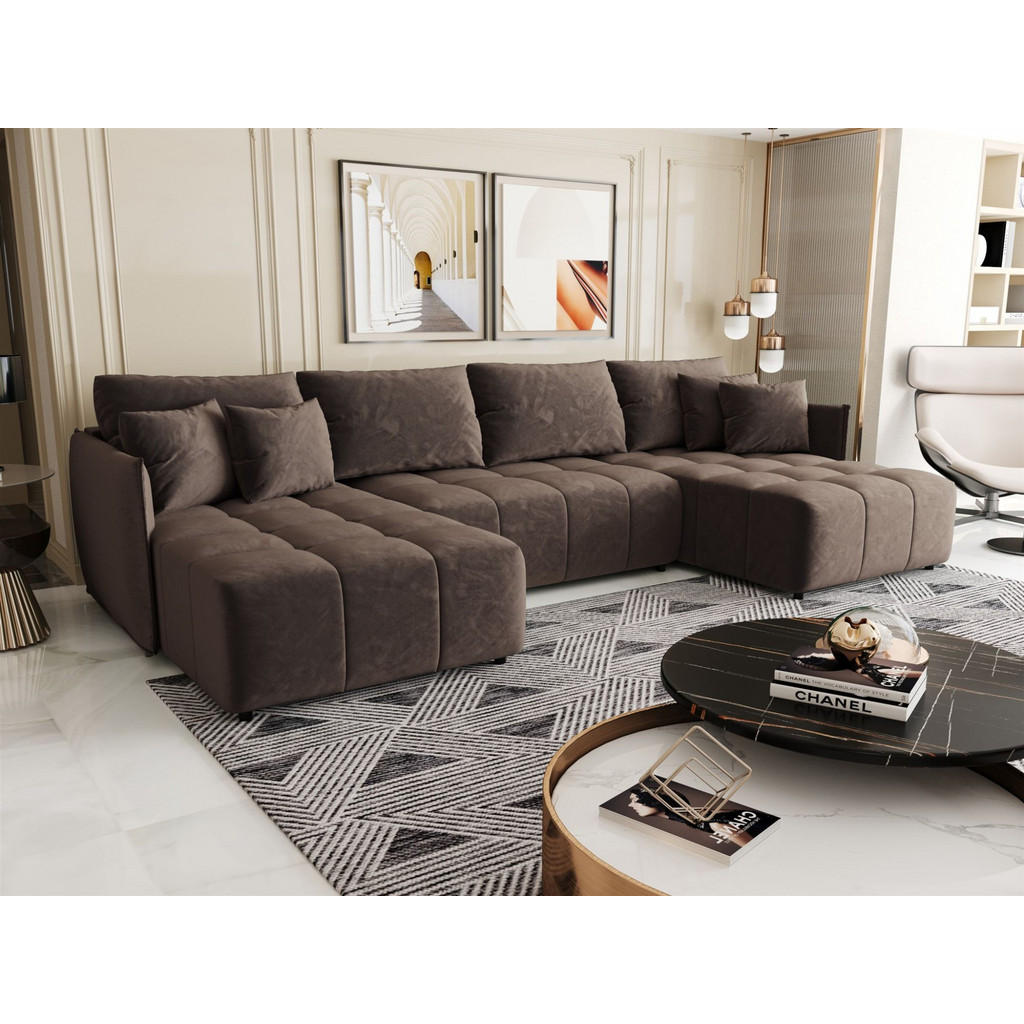 Thumbnail - Fun Möbel Wohnlandschaft, Braun, Textil, U-Form, 342x88x185 cm, Wohnzimmer, Sofas & Couches, Wohnlandschaften, Wohnlands...