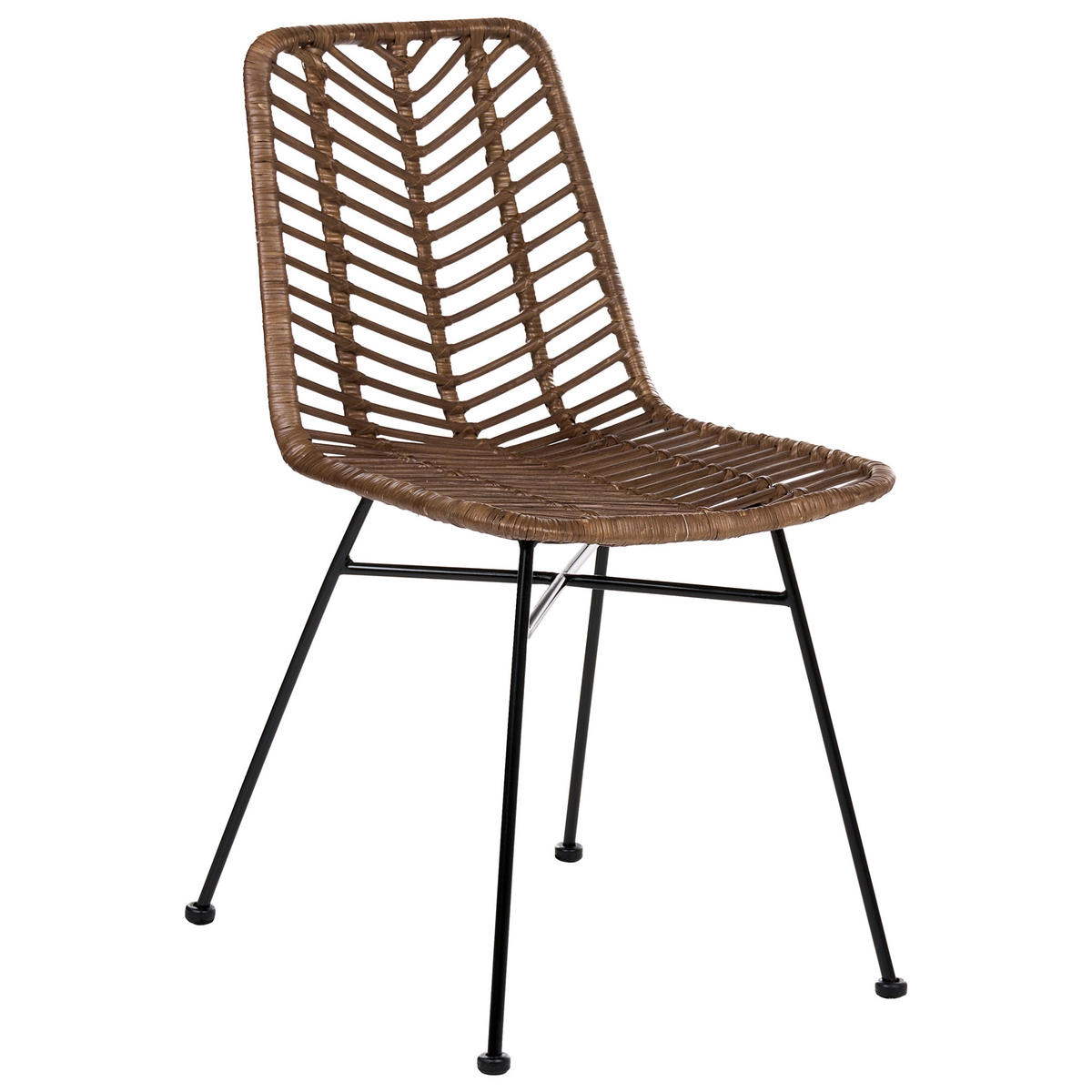 ESSZIMMERSTUHL 2er-Set Rattan Braun Dilley - Braun, Naturmaterialien (45/83/60cm) - Beliani