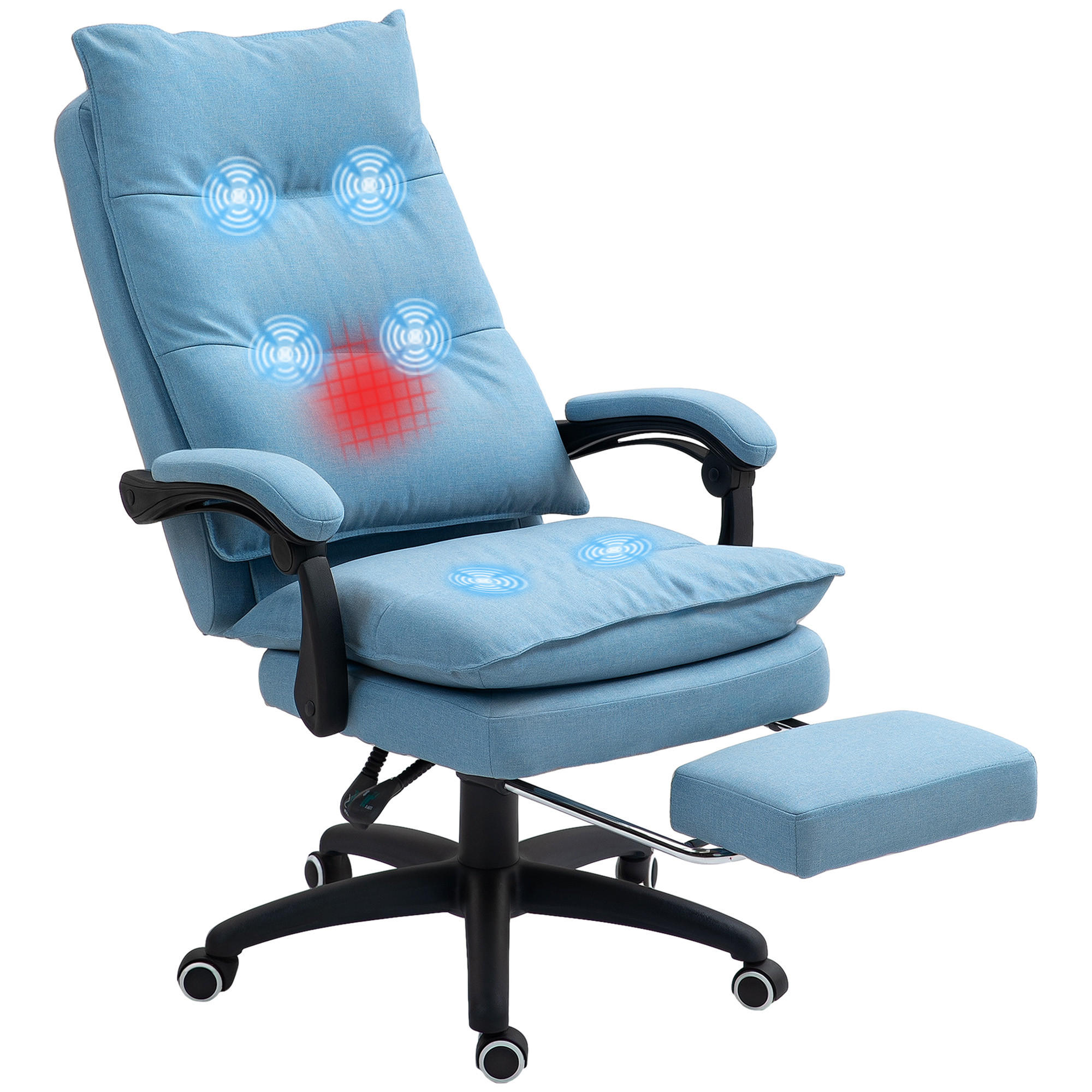 ERGONOMISCH Bürostuhl mit Massagefunktion, Computerstuhl mit Liegefunktion - Blau, Kunststoff (62/130/70cm) - Vinsetto