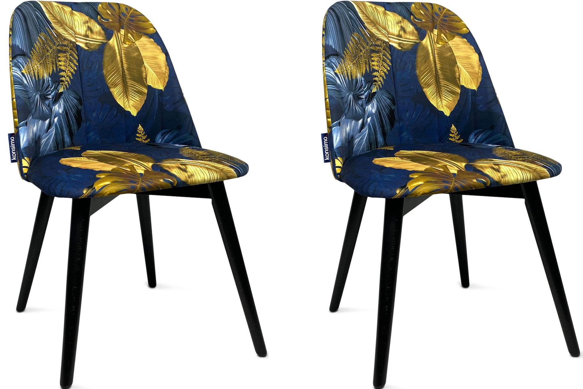 Konsimo® Esszimmerstühle Blau, Dunkelblau, Gold 48x86x44 cm