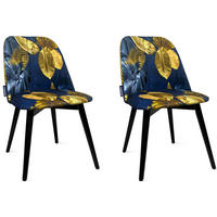 ESSZIMMERSTÜHLE BAKERI (2er-Set), marineblau / gold - Blau/Goldfarben, Holz/Buchenholz (48/86/44cm) - KONSIMO®