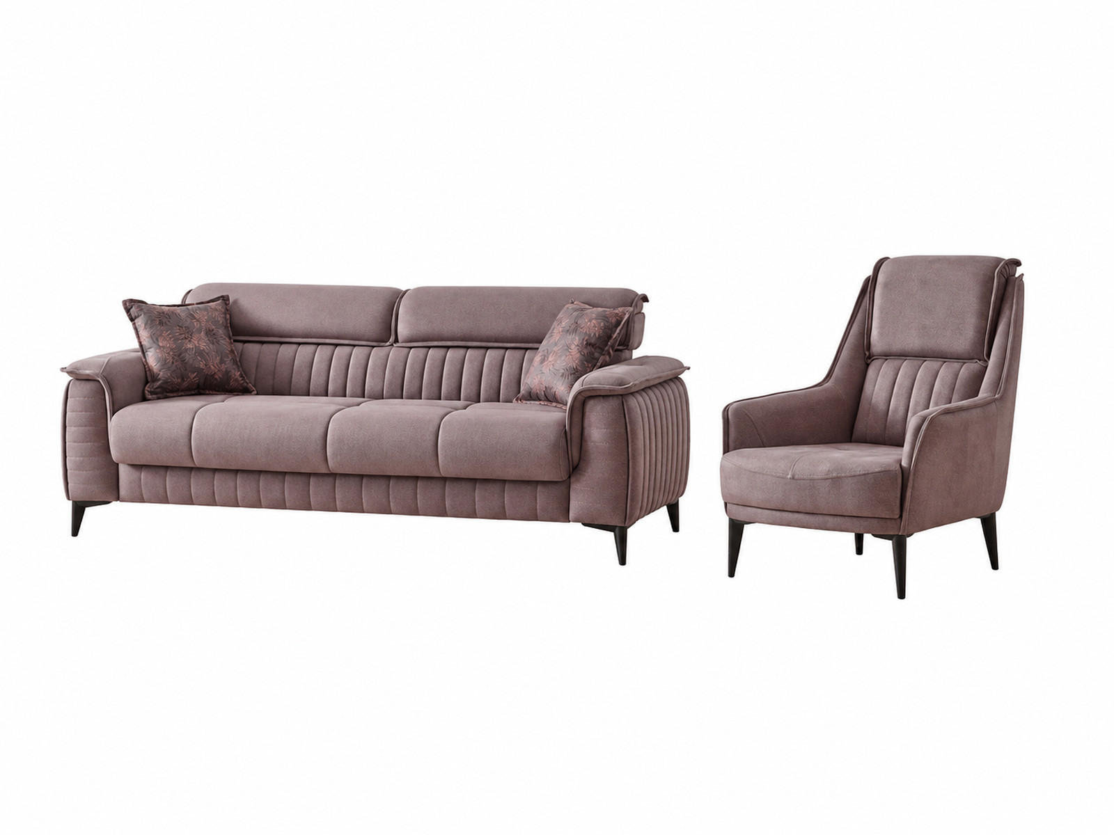 SITZGARNITUR Regina, Braun Stellvariante 2+1 - Braun, Holzwerkstoff/Kunststoff (178/85/95cm)