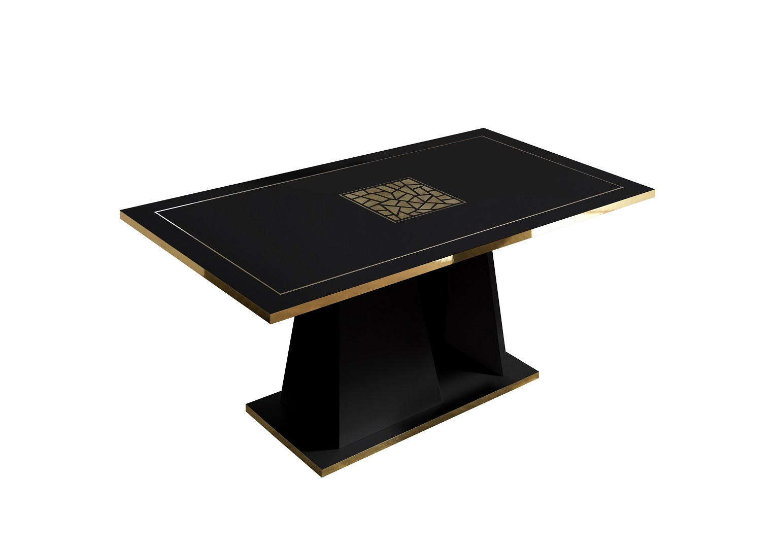 Interdesign24 Esstisch Schwarz Hochglanz, Gold 160x77x90 cm
