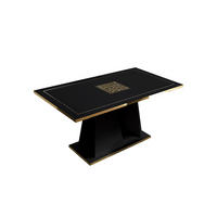 ESSTISCH STELLA in Schwarz/Gold - Schwarz Hochglanz/Goldfarben, Holzwerkstoff (90/160/77cm) - Interdesign24