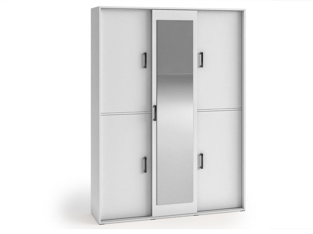 GARDEROBENSCHRANK Vanessa III 150 cm mit Spiegel, weiß - Weiß, Kunststoff (150/205/40cm) - Margaret Hadas24