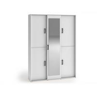 GARDEROBENSCHRANK Vanessa III 150 cm mit Spiegel, weiß - Weiß, Kunststoff (150/205/40cm) - Margaret Hadas24