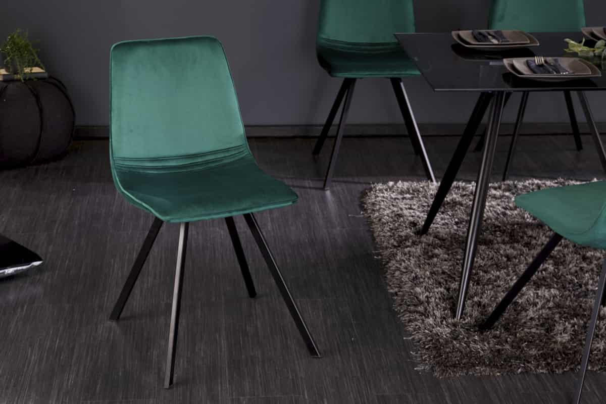 STUHL AMSTERDAM CHAIR Samt Smaragdgrün 85 cm - Schwarz/Grün, Textil/Metall (47/83/59cm) - riess-ambiente