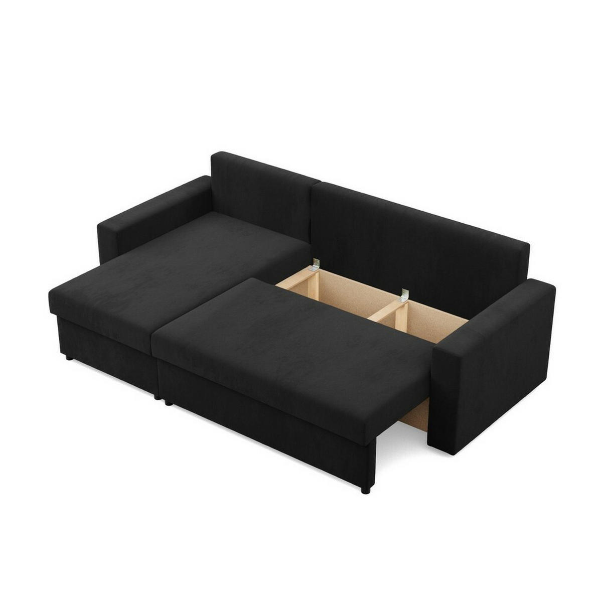 ECKSOFA Neo mit gerader Armlehnen schwarz - Schwarz, Textil (231/140cm) - SIMKAM Furniture