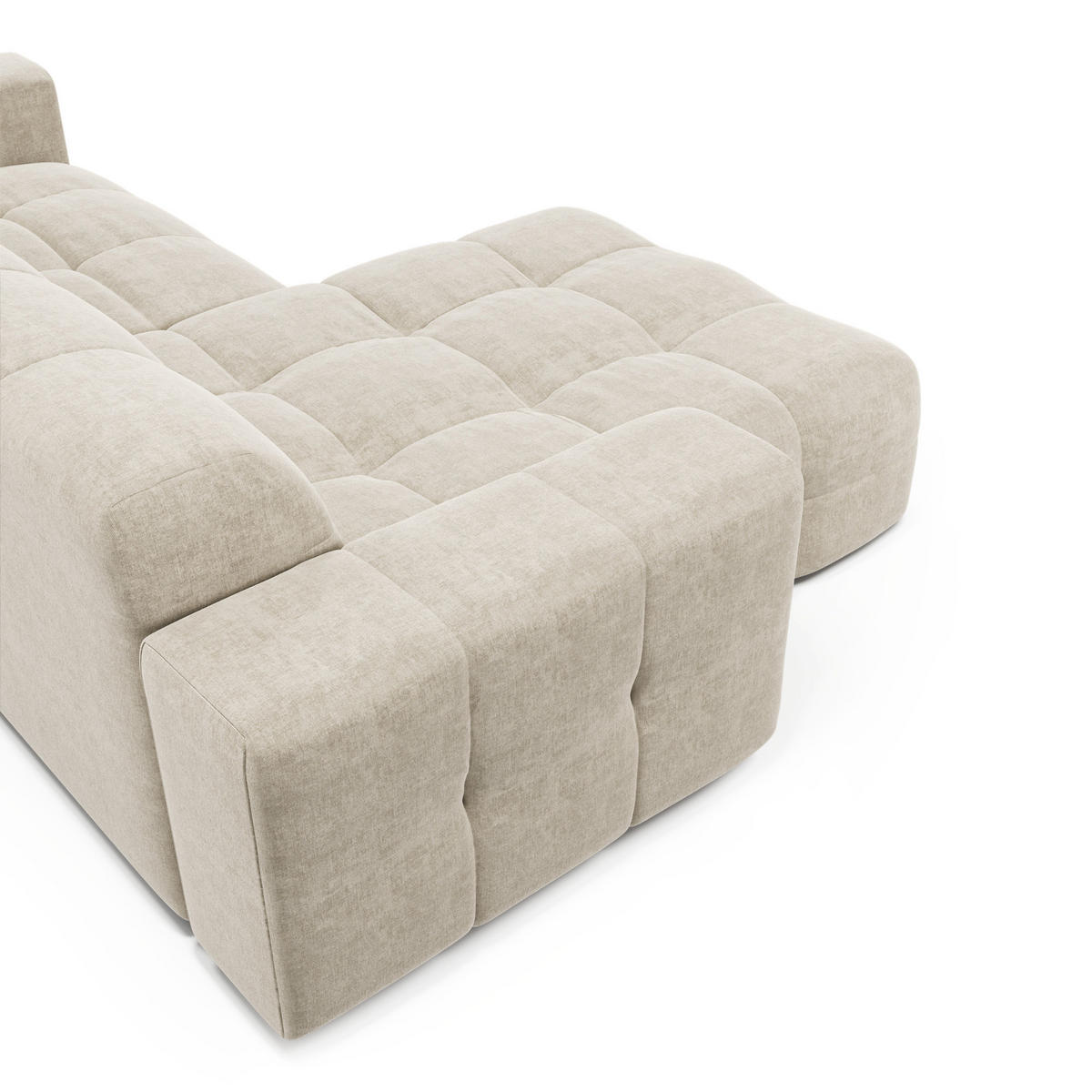 ECKSOFA LINKS Samt Creme 230cm - Creme, Textil (155/230cm) - Sia Home