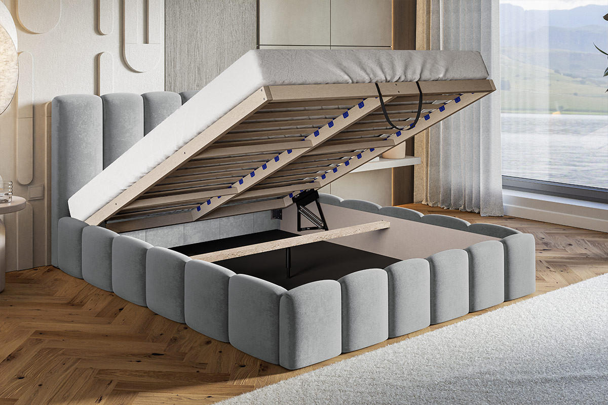 POLSTERBETT 140x200 Palermo mit Bettkasten, Lattenrost, Boucle, Creme - Creme, Holz/Textil (140/200cm) - Emporius